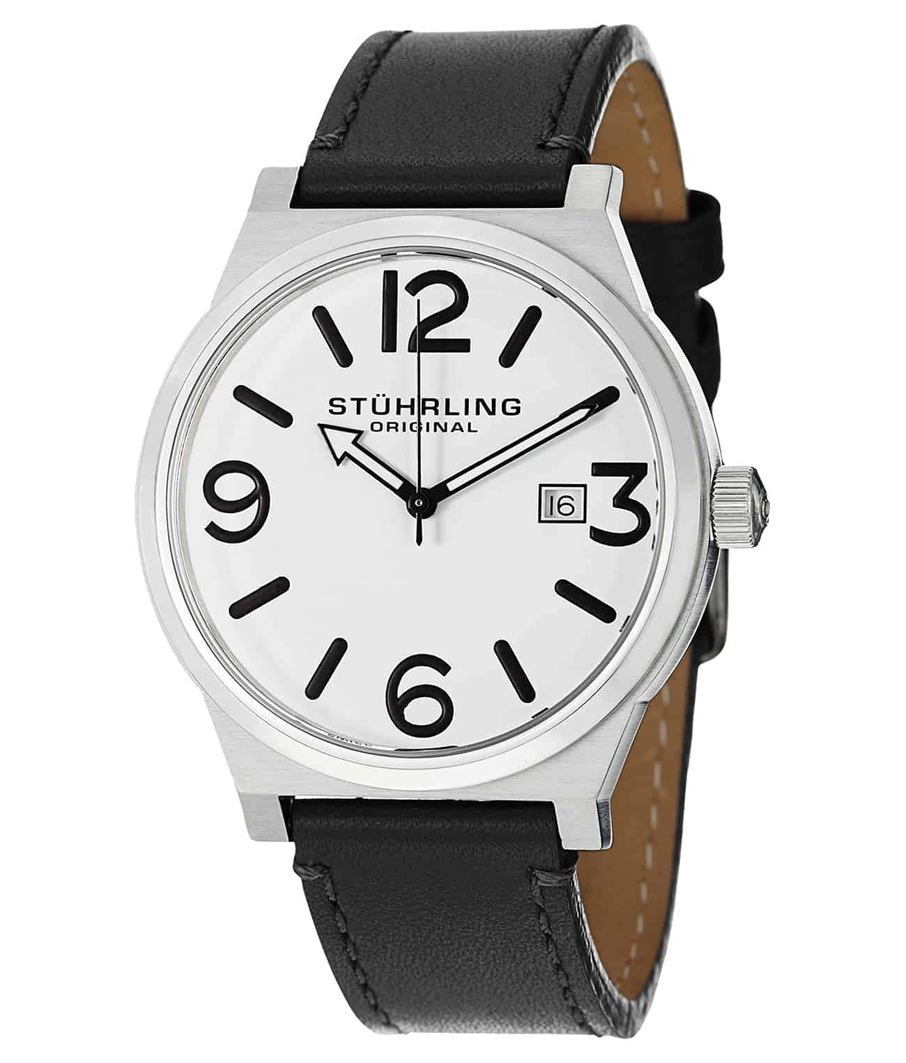 Stuhrling Original Men's Swiss Quartz Watch - 454.33152 Leisure Eagle Osprey Date Display with Black Leather Strap - Perfect for Business, Casual Wear & Outdoor Adventures
