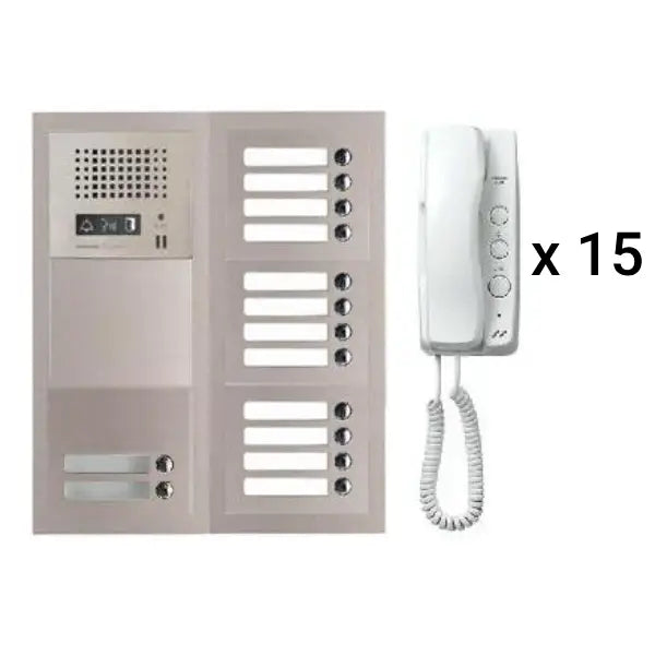 Aiphone GT 15H 15-Apartment Multi-Tenant Audio Intercom System with Handset (GT 1D) - Secure Entry Solution for Apartment Buildings & Multi-Unit Properties