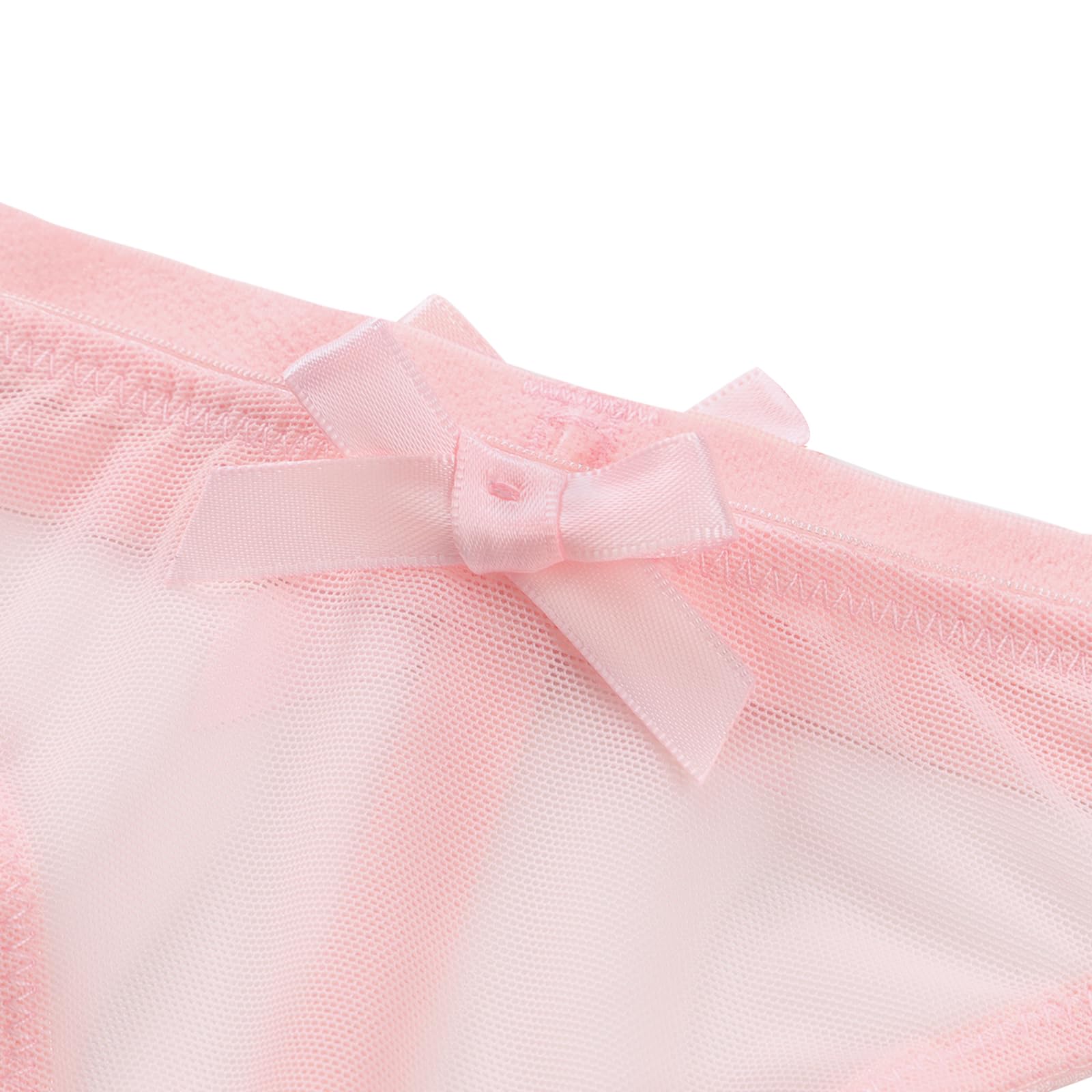 Littleforbig Women's Mesh Underwear Delilah Two Strap Style 2 Pack Bow-Back Luxury Lingerie Thong - Sexy Comfort for Date Night & Special Occasions