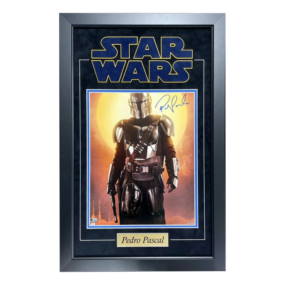 Pedro Pascal Autographed The Mandalorian 11x14 Photo Framed with Topps COA - Limited Edition Signed Memorabilia for Star Wars Fans & Collectors - Perfect for Home Display, Office Decor, or Gift Giving