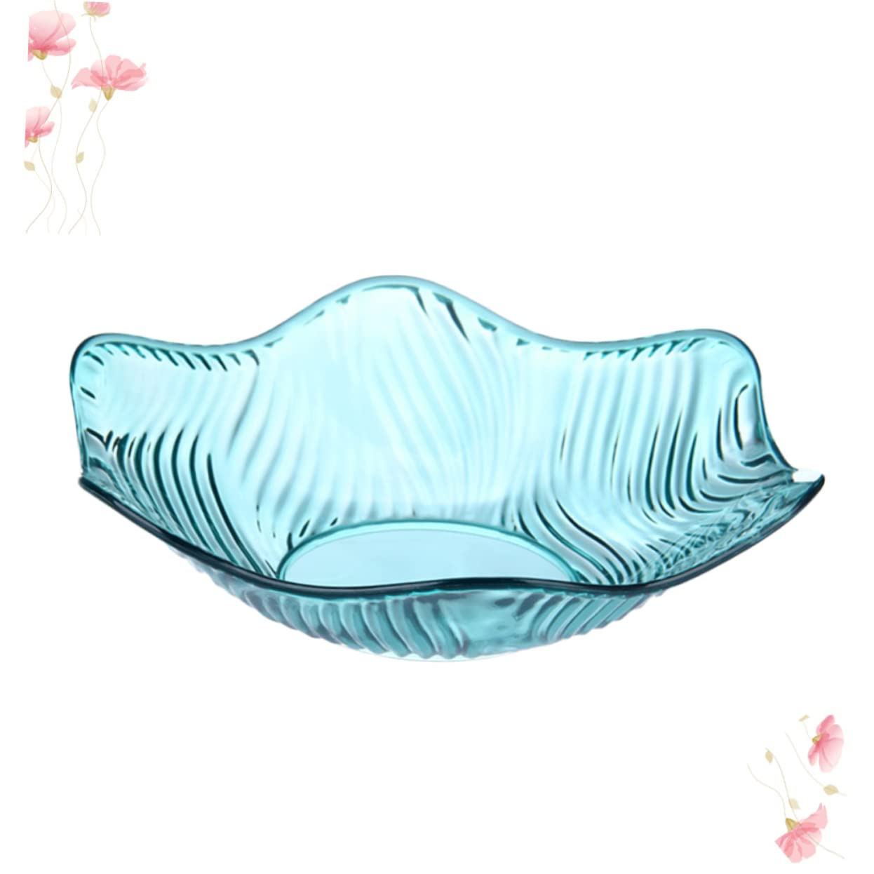 Wave-Shaped Glossy Plastic Serving Tray - Multi-Purpose Fruit Plate, Snack Bowl & Candy Holder for Parties, Kitchen & Home Decor (Cyan) - Perfect for Entertaining, Picnics & Stylish Food Presentation