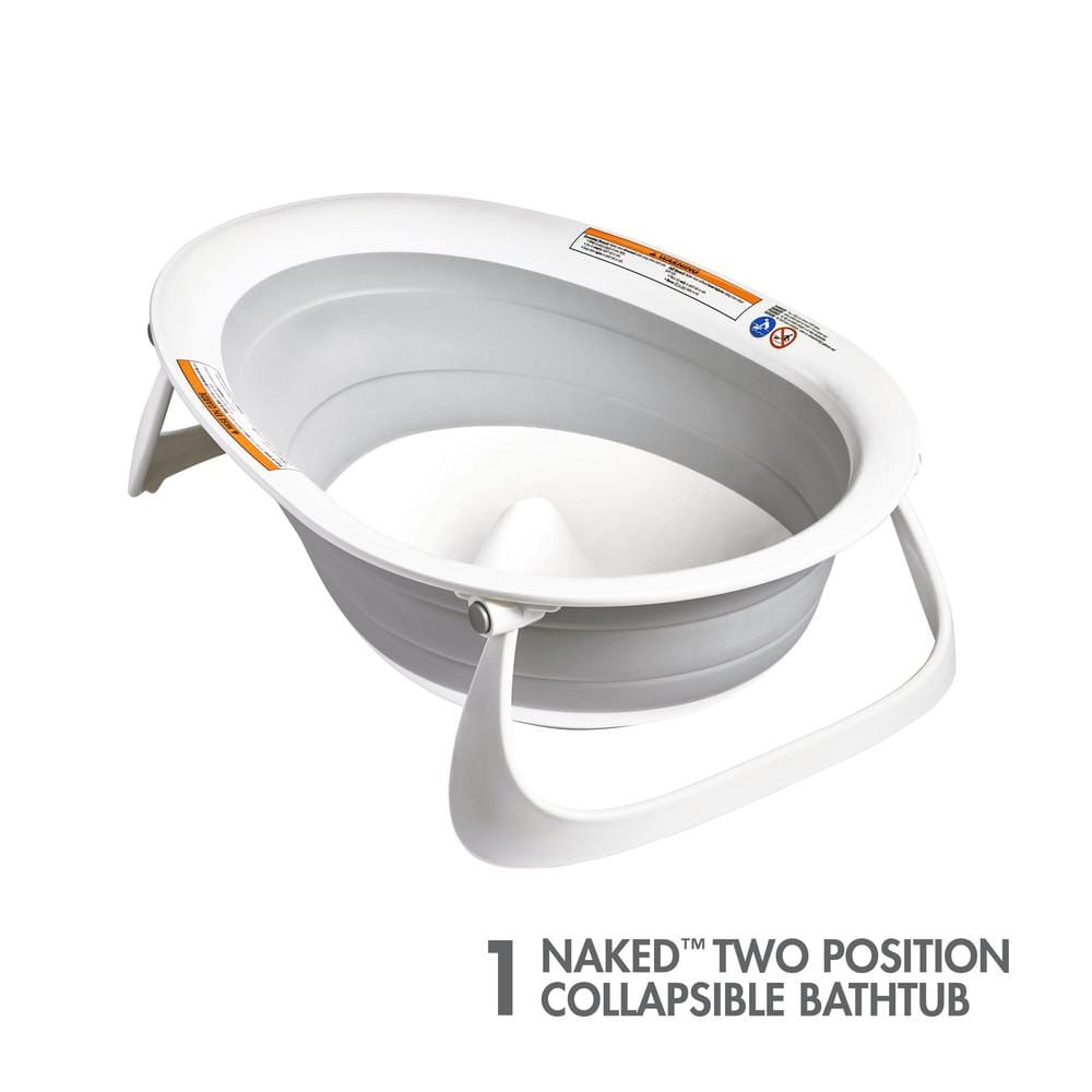 Boon Naked 2 Position Collapsible Baby Bathtub - Safe & Space-Saving Infant Bath Tub for Newborns & Toddlers - Perfect for Small Bathrooms & Travel