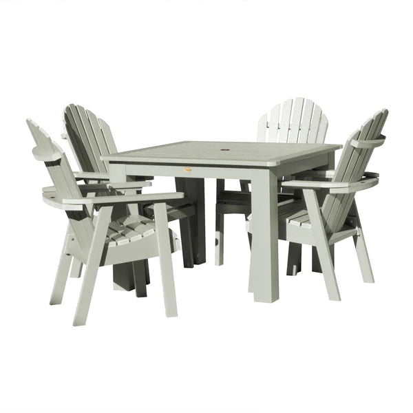 Hamilton Adirondack 5-Piece Square Outdoor Dining Set - Patio Furniture for Backyard, Garden, Deck & Poolside Dining