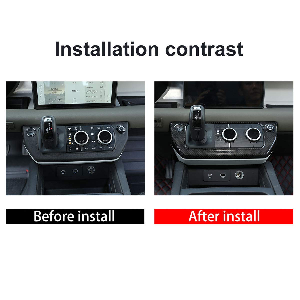 100% Real Carbon Fiber Center Control AC Mode Button Frame for Land Rover Defender 110 & 130 (2020-2021) | Premium Car Interior Accessories | Perfect for Off-Roading & Luxury Upgrades