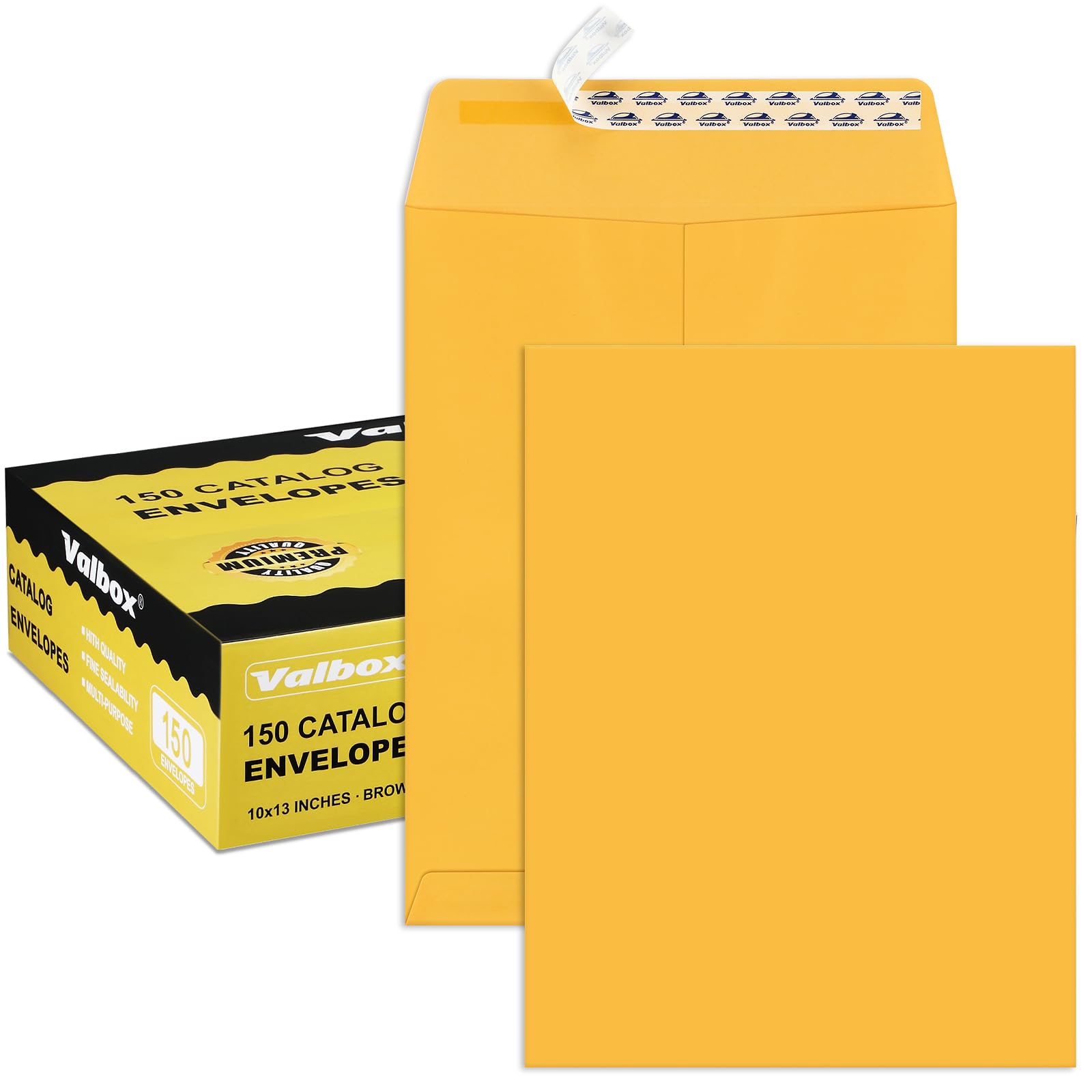 ValBox 10x13 Self Seal Catalog Envelopes - 150 Pack Brown Kraft Mailing Envelopes with Peel & Seal Closure for Shipping, Documents, Organizing & Storage | Perfect for Offices, Mailing Services & Home Organization