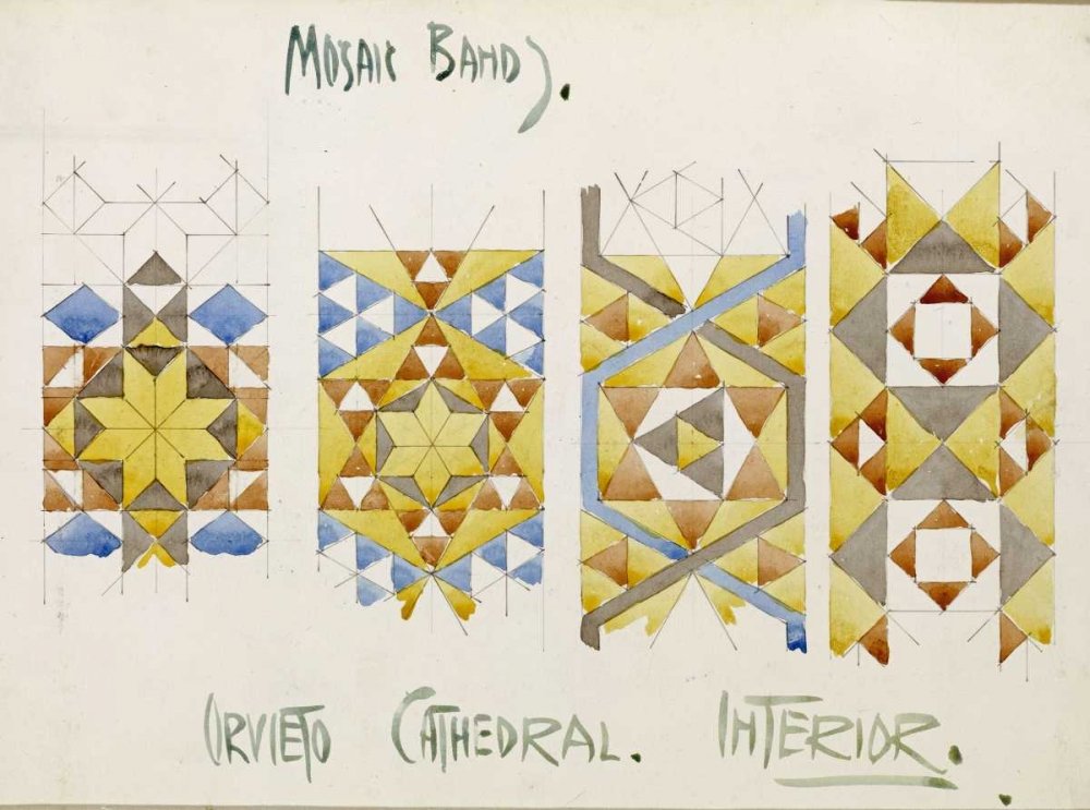 Fine Art Print of Orvieto Cathedral with Mosaic Bands by Charles Rennie Mackintosh - 26x35 Inch High Quality Paper - Perfect for Home Decor, Office Wall Art & Gift Giving