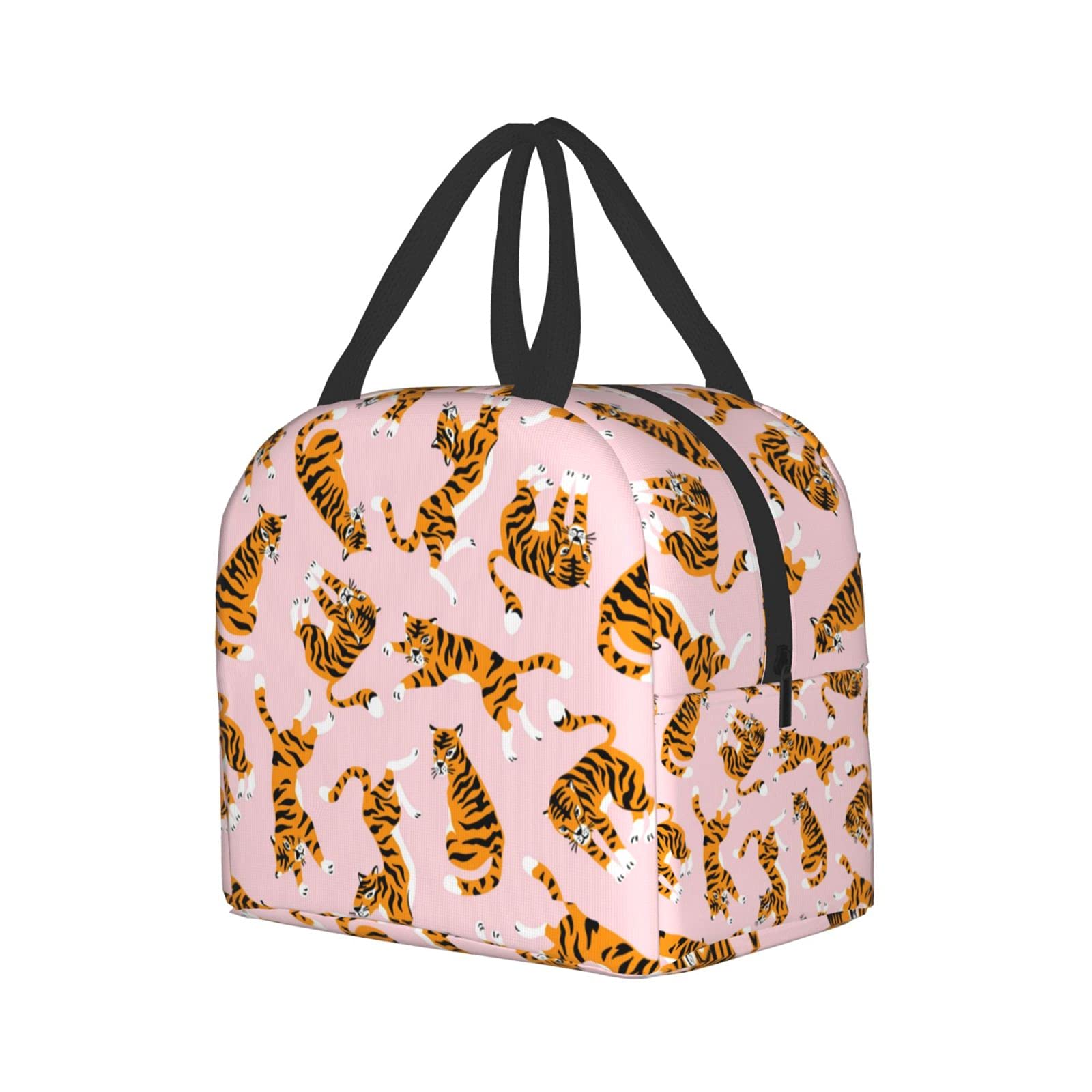 Pink Tigers Insulated Lunch Box for Kids - Reusable Thermal Lunch Bag for Boys & Girls, Perfect for School, Camping, Hiking, Picnic, Beach & Travel - Ideal for Keeping Meals Fresh On-the-Go