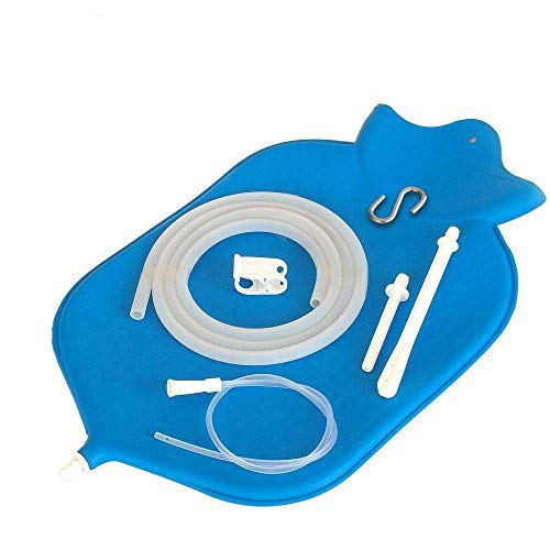 HealthAndYoga™ NaturoFloPlus 4 Quart Enema Bag Kit - Deep Colon Cleansing for Detox & Constipation Relief - Open Fountain Top Design for Easy Cleaning - Perfect for Coffee Enema, Fleet Enema & Anal Douche - Blue - Ideal for Home Colon Therapy & Wellness Routine