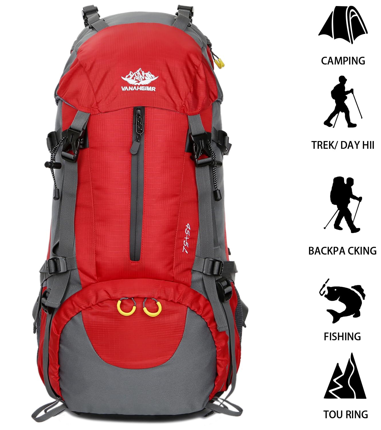 **Esup 50L Lightweight Hiking Backpack for Men - Waterproof Camping Backpack with Rain Cover (45L+5L) - Durable Travel Backpack for Outdoor Adventures, Trekking & Backpacking**
