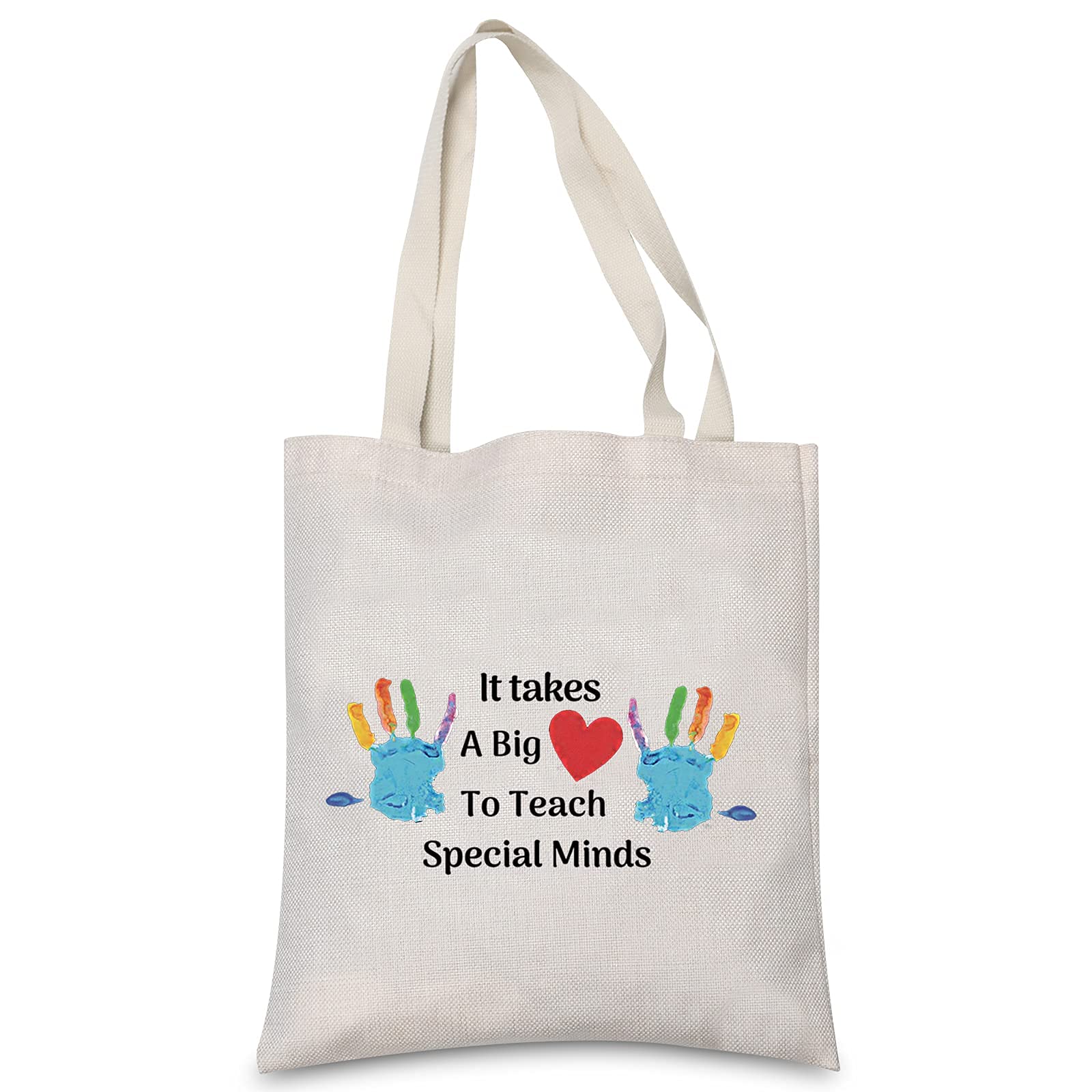 LEVLO Teacher Appreciation Tote Bag - 'It Takes A Big Heart To Teach Special Kids' - Durable Canvas Shopping Bag for Teacher's Day Gifts, School Supplies & Everyday Use