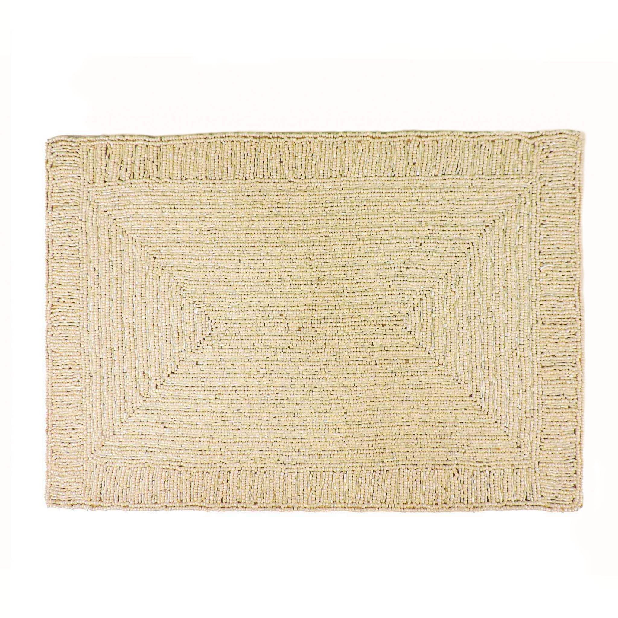 Trunkin Set of 2 Cream Fabric and Glass Beaded Embroidered Placemats - Elegant Table Chargers for Dining Room Decor, Handmade Kitchen Table Mats - Perfect for Dinner Parties, Holiday Gatherings and Home Decor