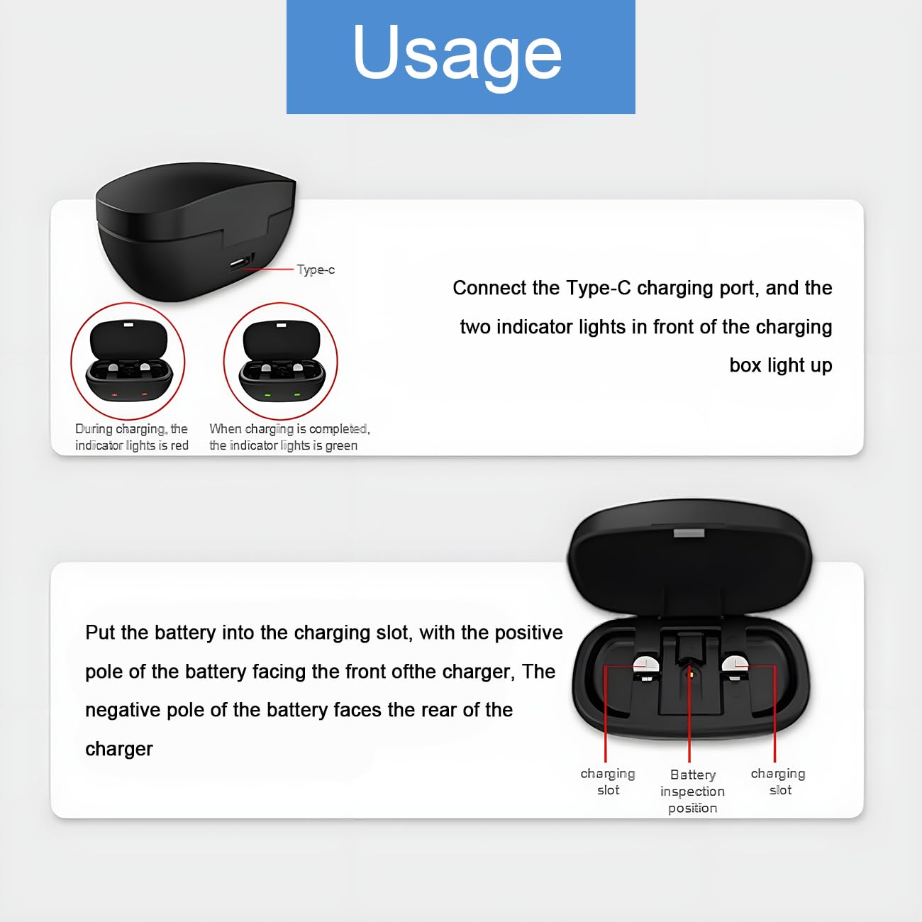 Rechargeable 312 Hearing Aid Batteries with Charger & Travel Case - 4 Pack Silver-Zinc Button Batteries for Hearing Amplifiers | Portable Charging Station for Travel, Home & Daily Use