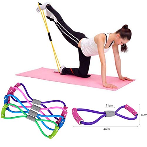 Premium 8-Word Chest Expander Rope - Heavy Duty Resistance Bands for Yoga, Gym & Home Workouts - Elastic Fitness Bands for Muscle Training, Strength Exercise & Sports (Random Color) | Ideal for CrossFit, Physical Therapy & Full-Body Training