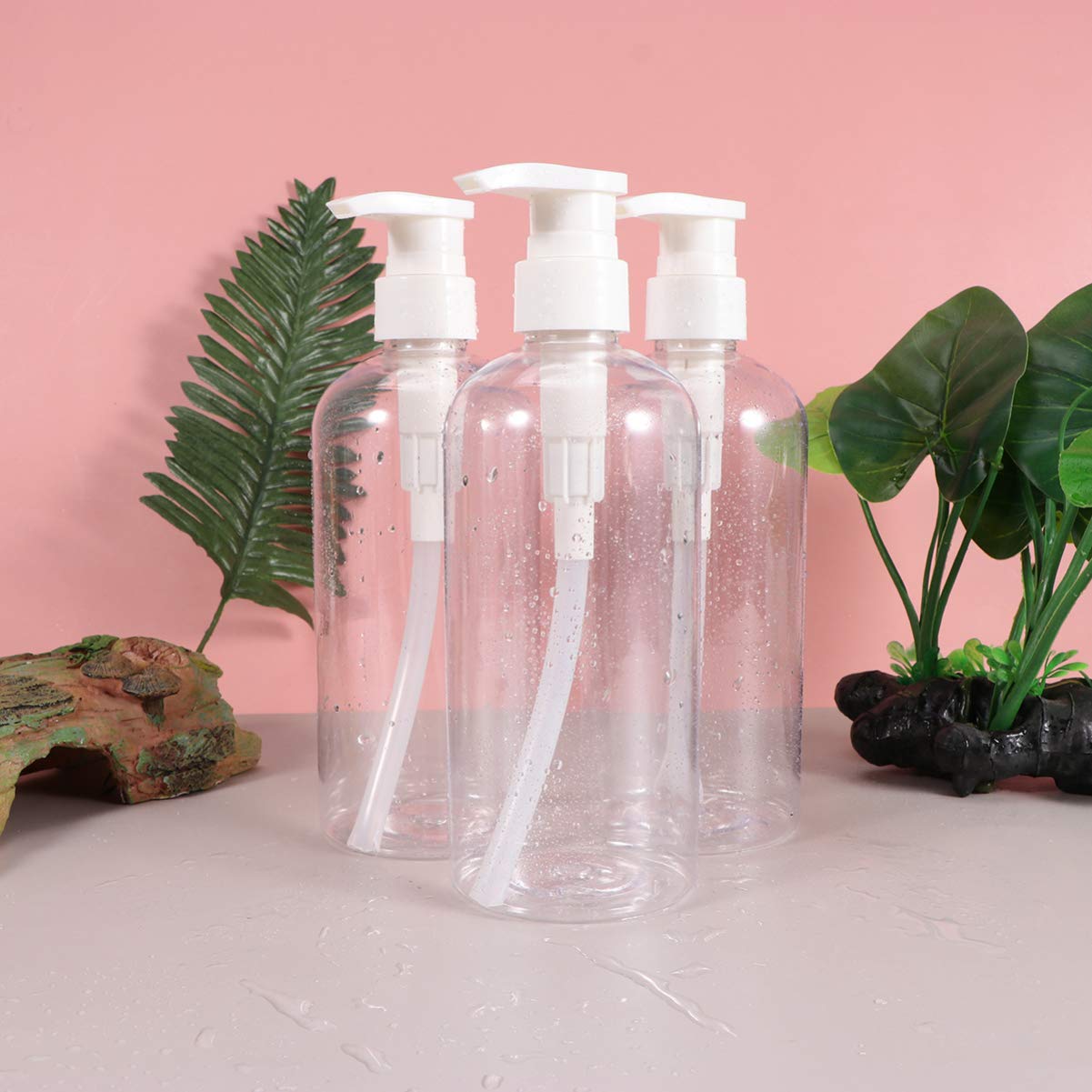 TOPBATHY 4-Pack Clear Empty Pump Bottles for Hand Soap, Lotion & Liquid Dispenser - Travel-Friendly Refillable Containers for Bathroom, Kitchen & Toiletries (White) | Perfect for Handwashing, Skincare & Travel Essentials