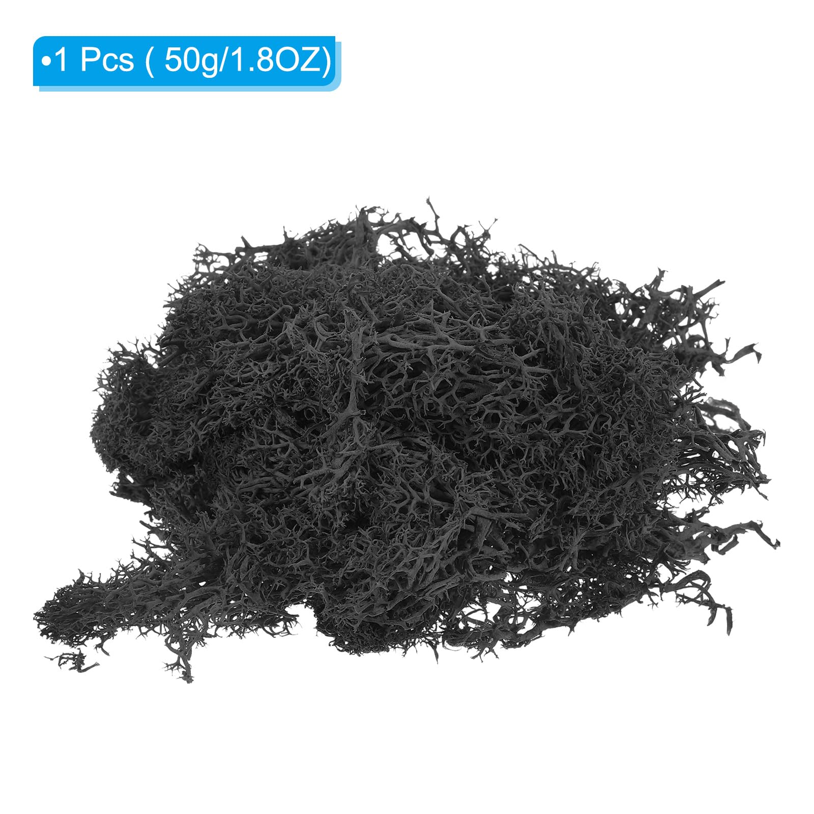 PATIKIL 1.8 OZ Artificial Moss - Preserved Reindeer Moss for Home Decor, Potted Plants & Christmas Crafts | Faux Moss Lichen Centerpiece for DIY Projects, Terrariums & Seasonal Displays (Black)