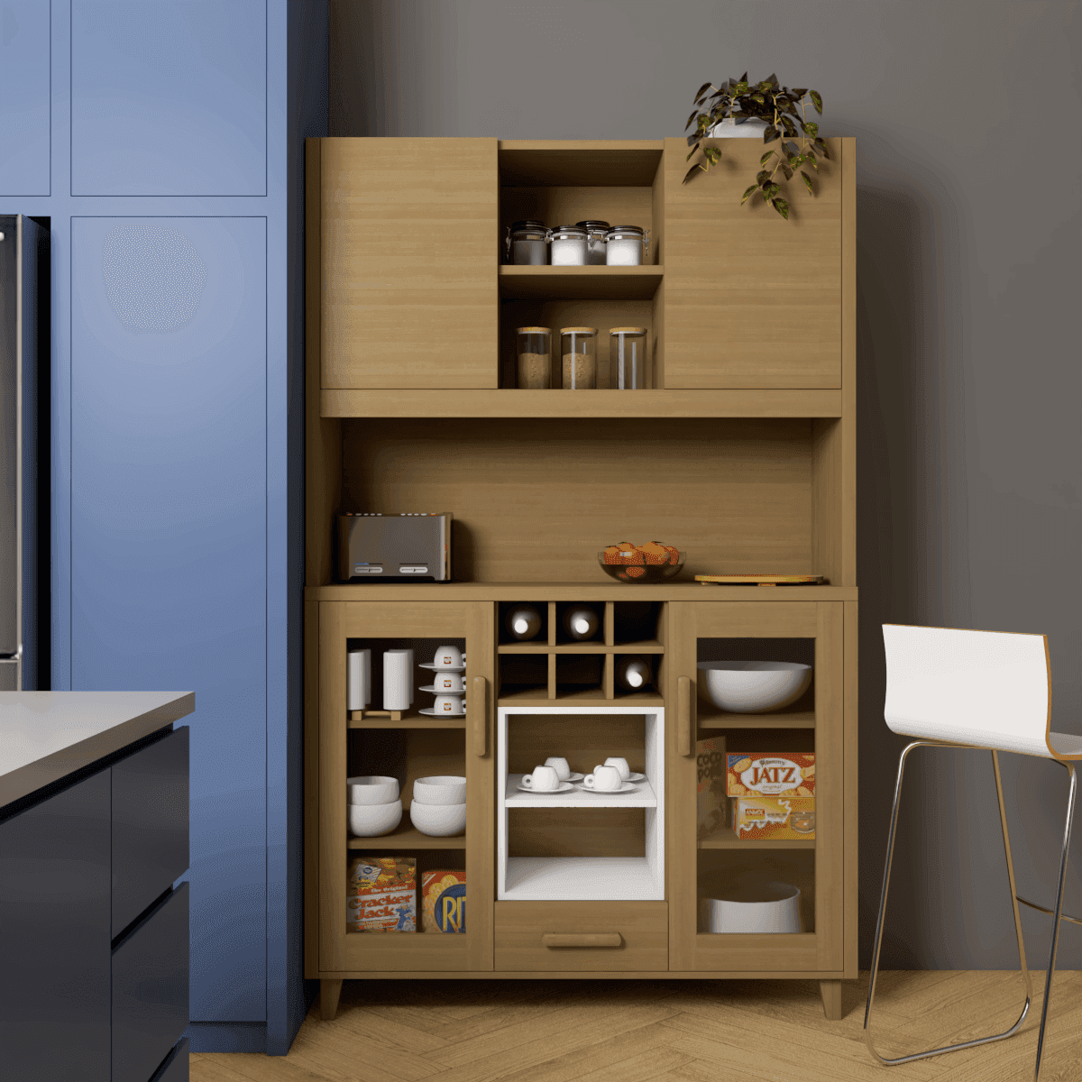 Lexine II Kitchen Cabinet - Premium Storage Solution for Modern Kitchens | Organize Pots, Pans & Utensils | Durable & Stylish Design for Home & Restaurant Use