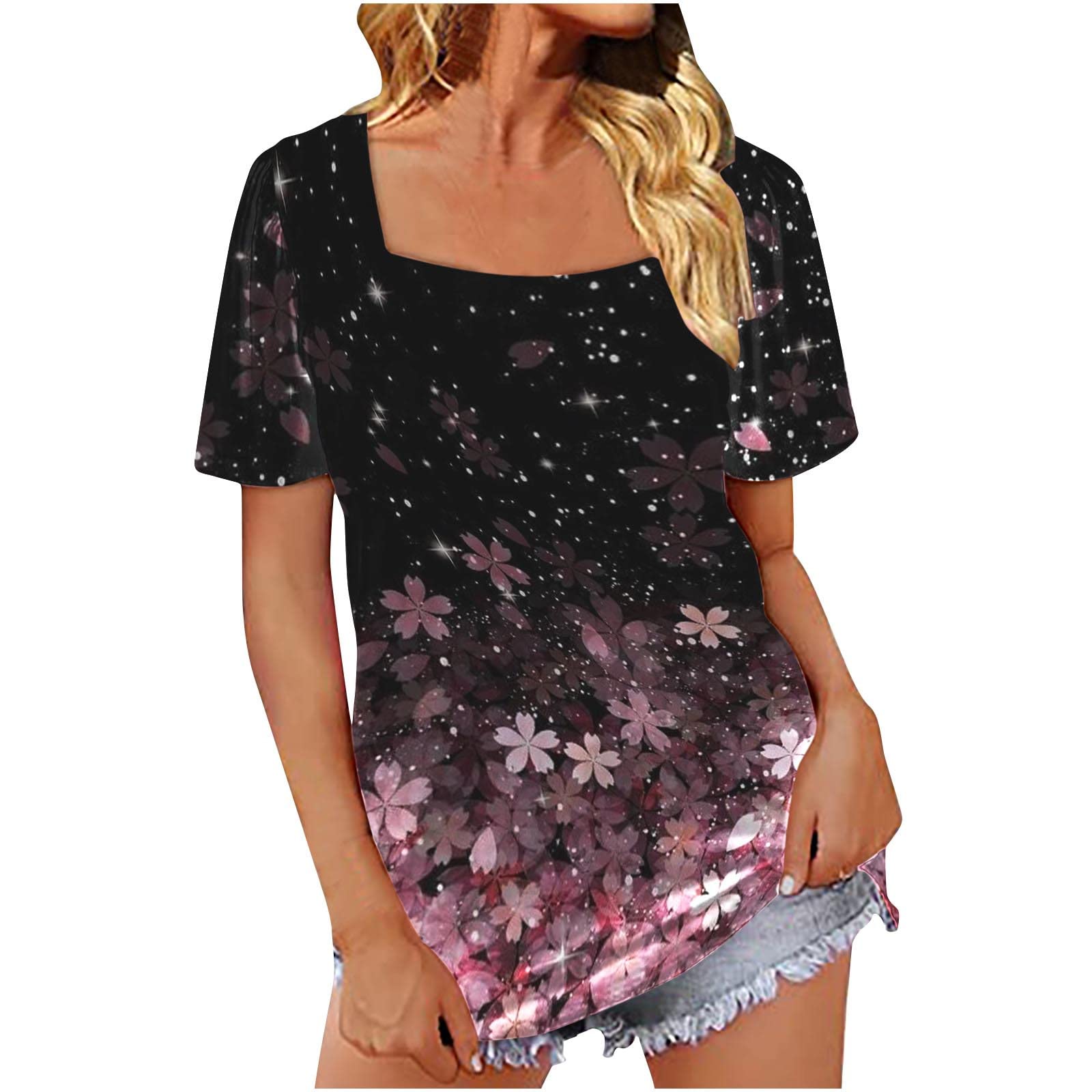 Women's Casual T-Shirts - Summer Cute Printed Tee, Loose Fit Plus Size Short Sleeve Blouse, Comfortable Tunic Top for Everyday Wear, Work & Vacation