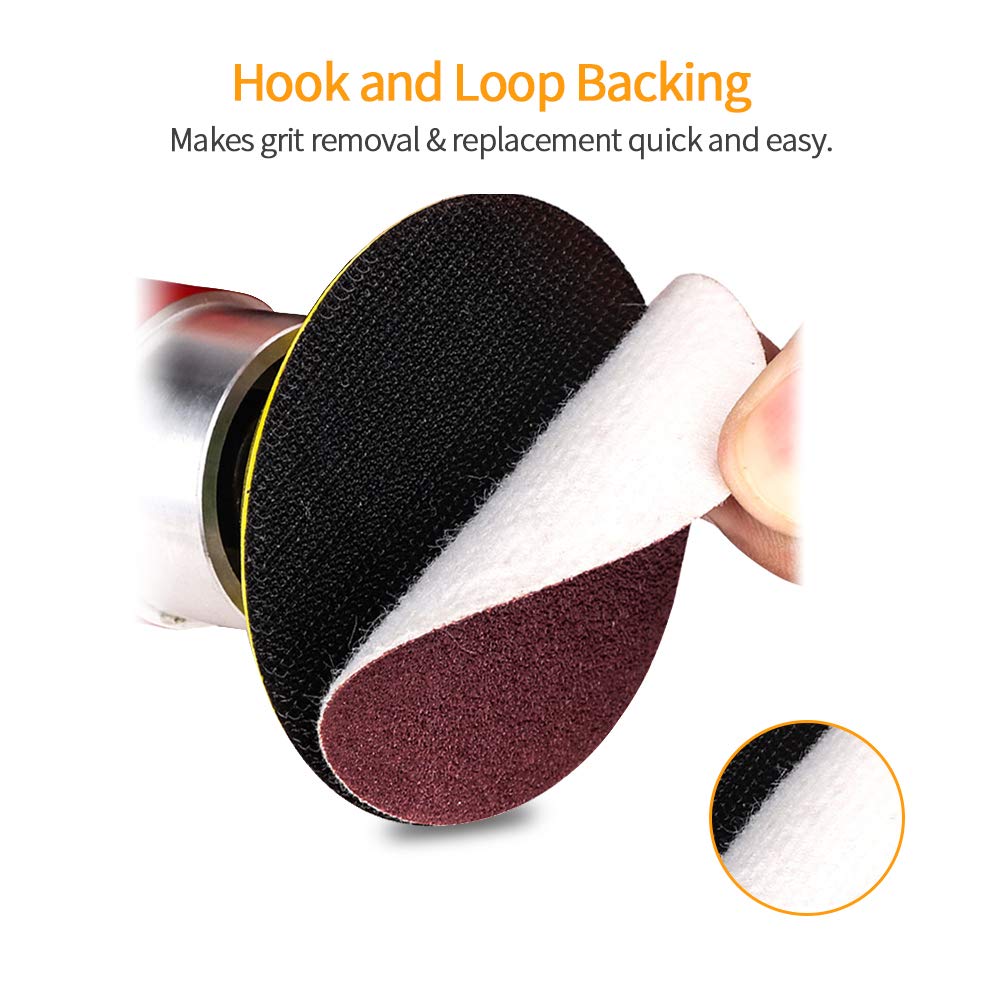 SPEEDWOX 100-Pack 2 Inch Hook & Loop Sanding Discs - 180 Grit Sandpaper for Sanders, Drills, Grinders & Rotary Tools - Woodworking, Auto Body & Metal Polishing - Perfect for DIY Projects & Professional Use