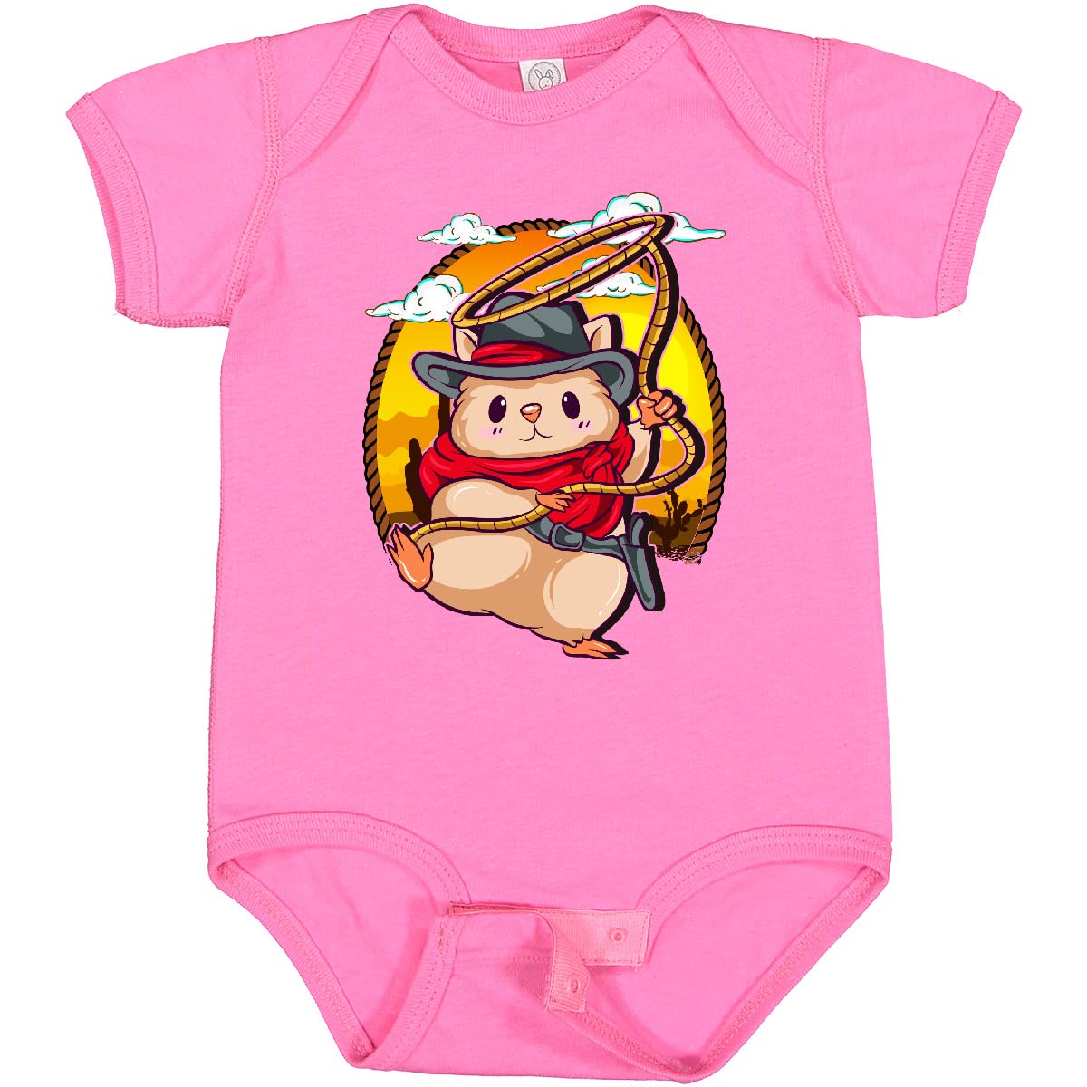 Inktastic Cowboy Baby Clothes - Adorable Hamster Print Bodysuit for Infants & Toddlers | Perfect for Western-Themed Parties, Photo Shoots & Everyday Wear