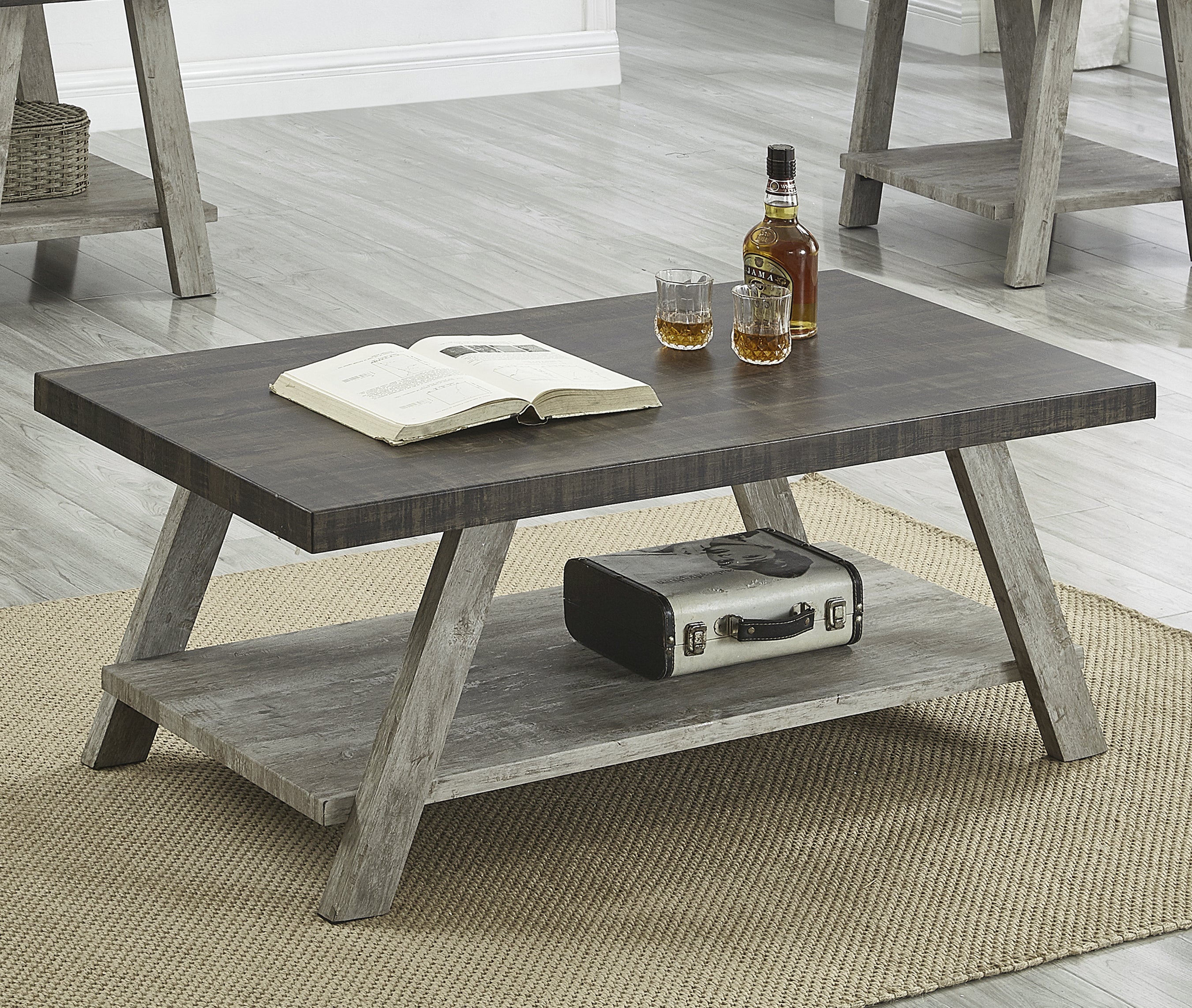 Roundhill Furniture Athens Contemporary 3-Piece Coffee Table Set with Storage - Modern Living Room Furniture for Small Spaces, Home Decor & Organization