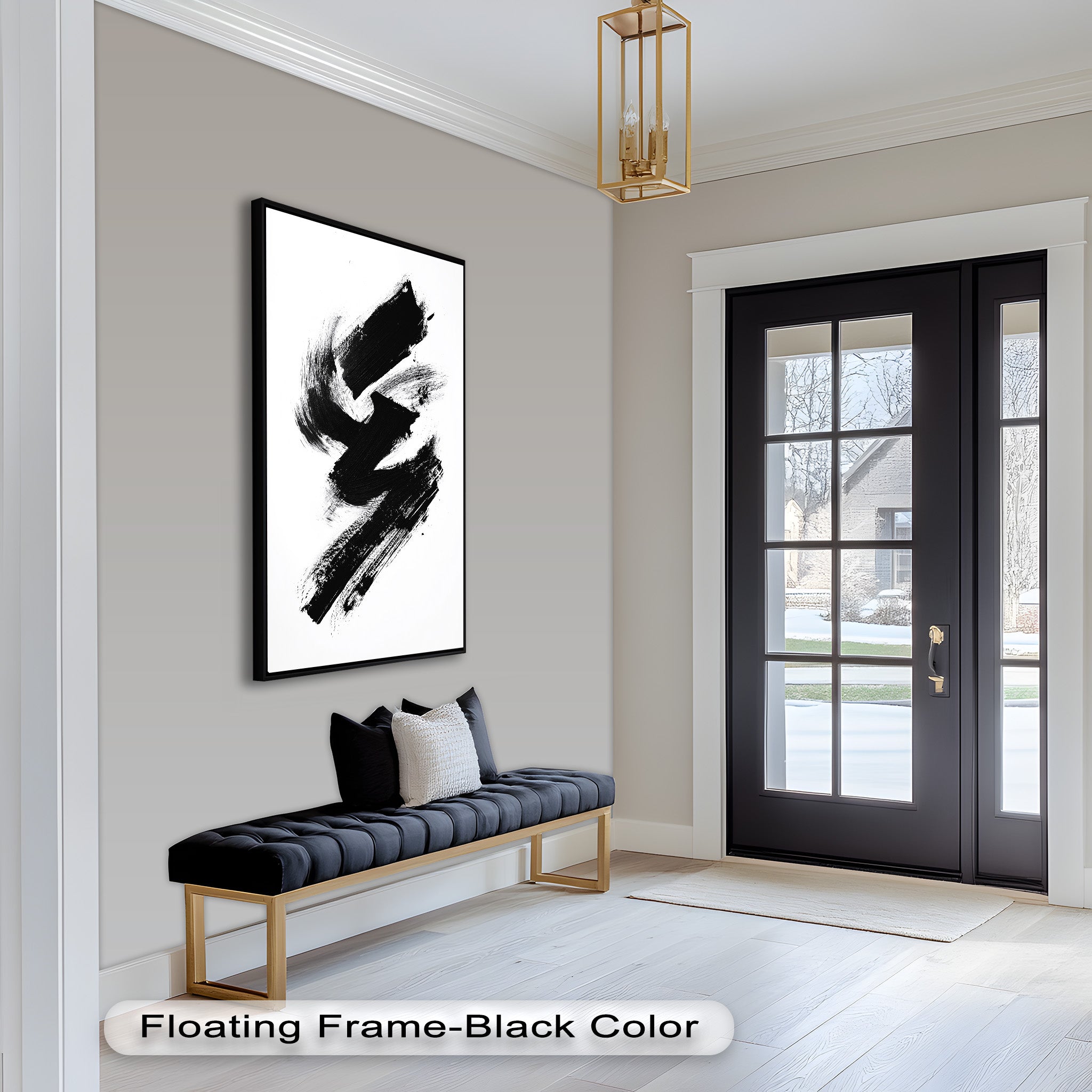 Black Brushstroke Abstract Oil Painting - Modern Wall Art for Living Room, Bedroom & Office Decor