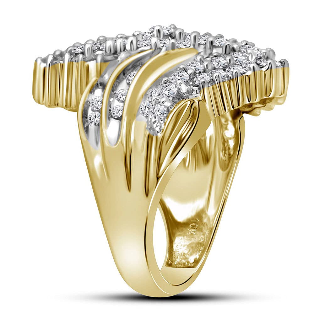 10K Yellow Gold Women's Round Diamond Cluster Ring - 2 CTTW Genuine Diamonds, Elegant Wedding & Engagement Jewelry for Her, Perfect Gift for Anniversaries & Special Occasions