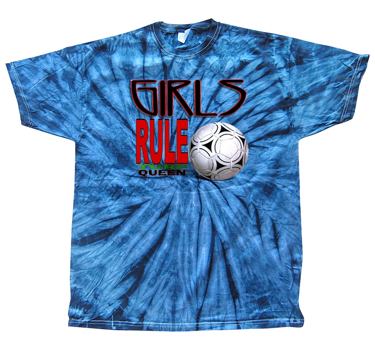 Girls Rule Soccer Tee Shirt - Turf Queen Black - Comfortable Youth Football Jersey for Training & Games