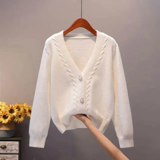 Women's V-Neck Cardigan Sweater - Soft & Stylish Knit Pullover for Casual Wear, Office & Layering