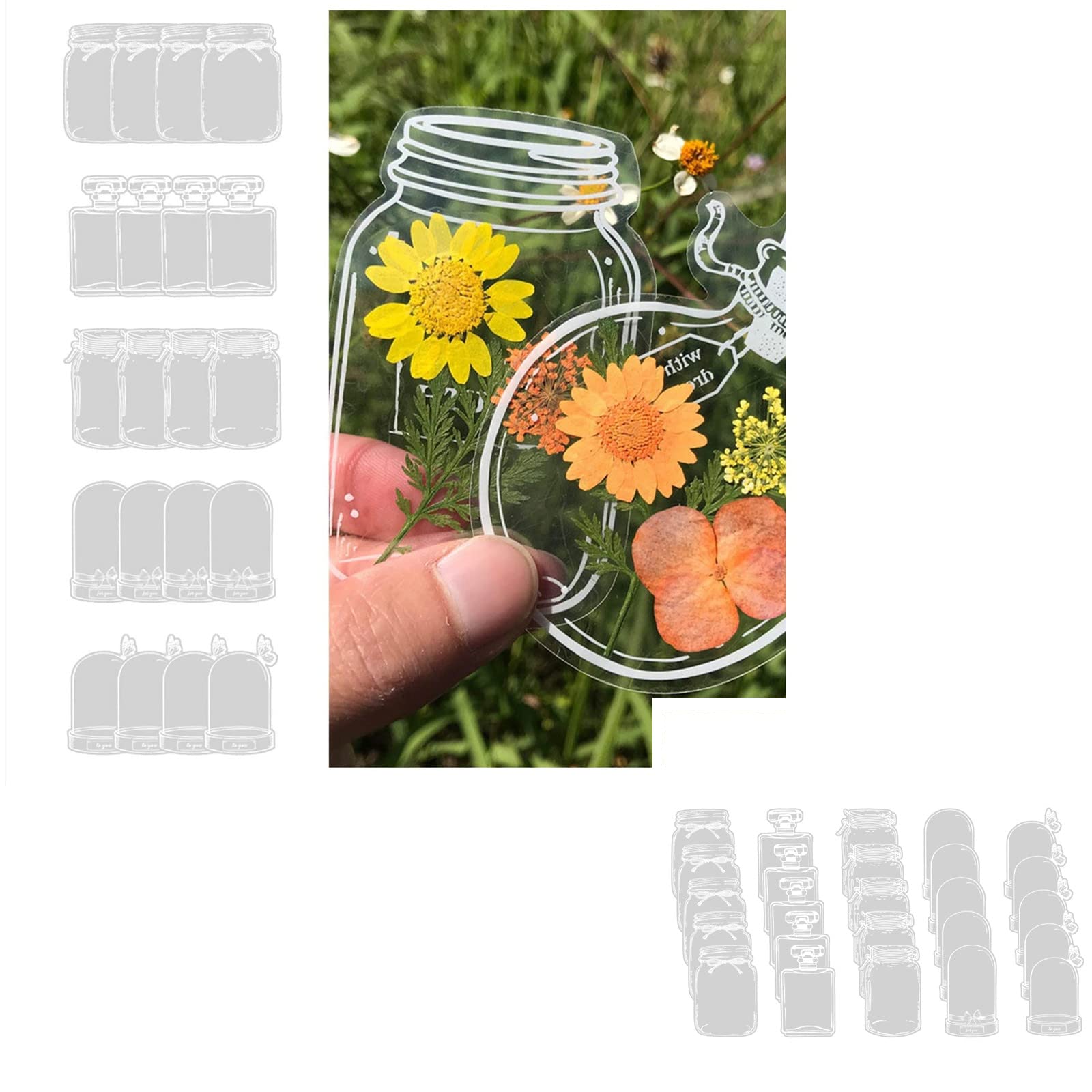 30Pcs Transparent Dried Flower Bookmarks - DIY Handmade Floral Bookmark Set with Glass Stickers - Perfect for Reading, Journaling, Scrapbooking & School Supplies - Unique Gifts for Book Lovers