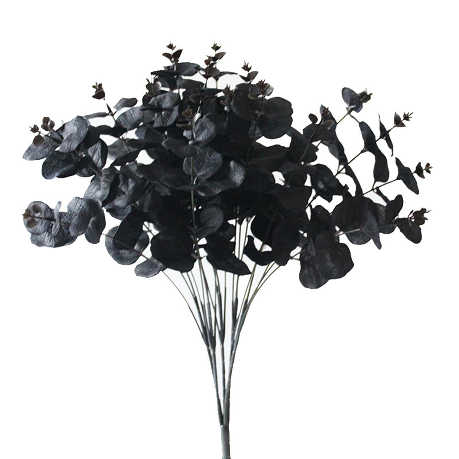 Realistic Black Eucalyptus Leaf Bouquet - Farmhouse Eucalyptus Branches for Wedding, Shower, Halloween Party Decorations | Elegant Table Centerpiece for Home, Office & Event Decor