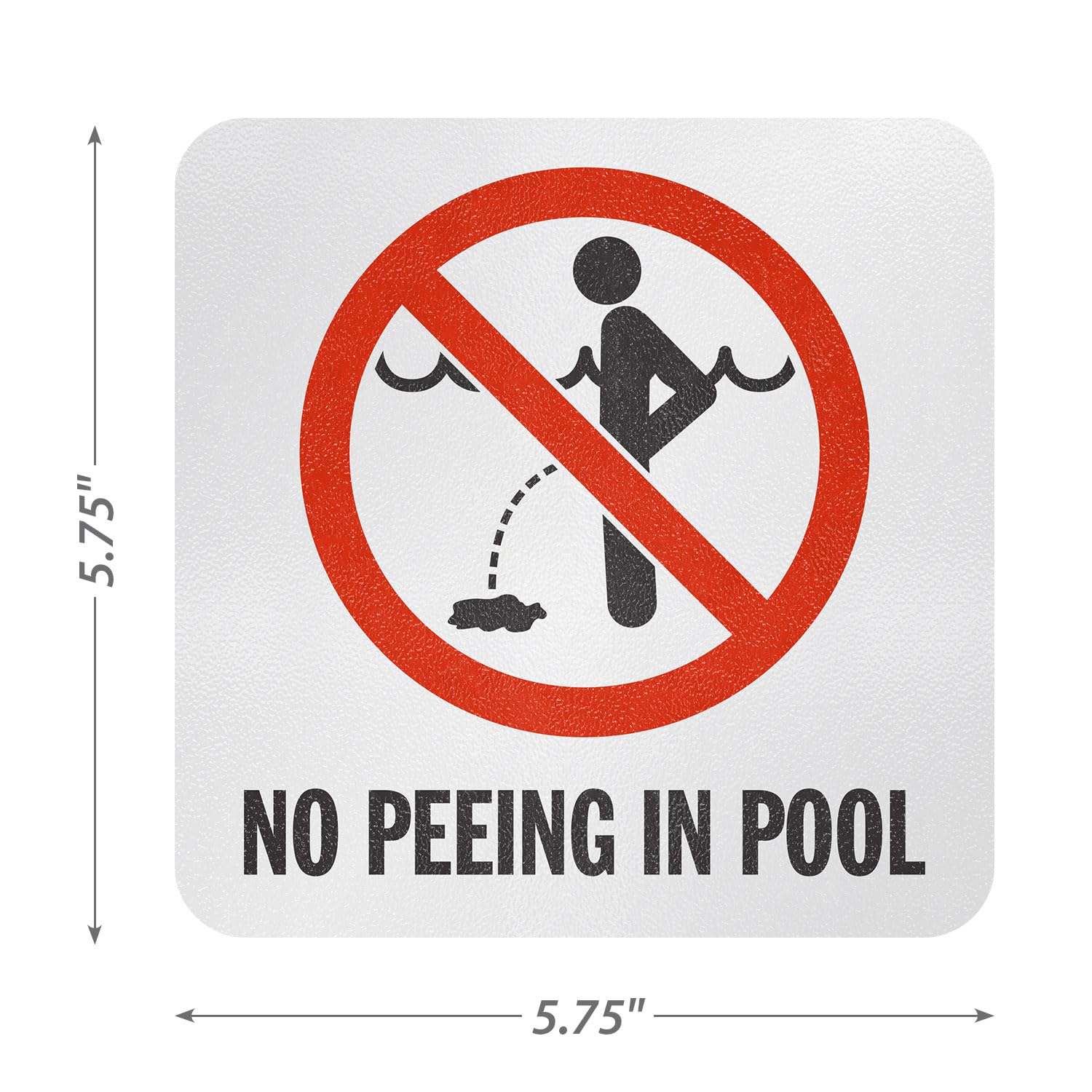 SmartSign 'No Peeing In Pool' Adhesive Vinyl Sign - 5.75x5.75 Inch Laminated Anti-Skid Marker for Swimming Pools, Restrooms & Public Areas - Red/Black/White - Made in USA