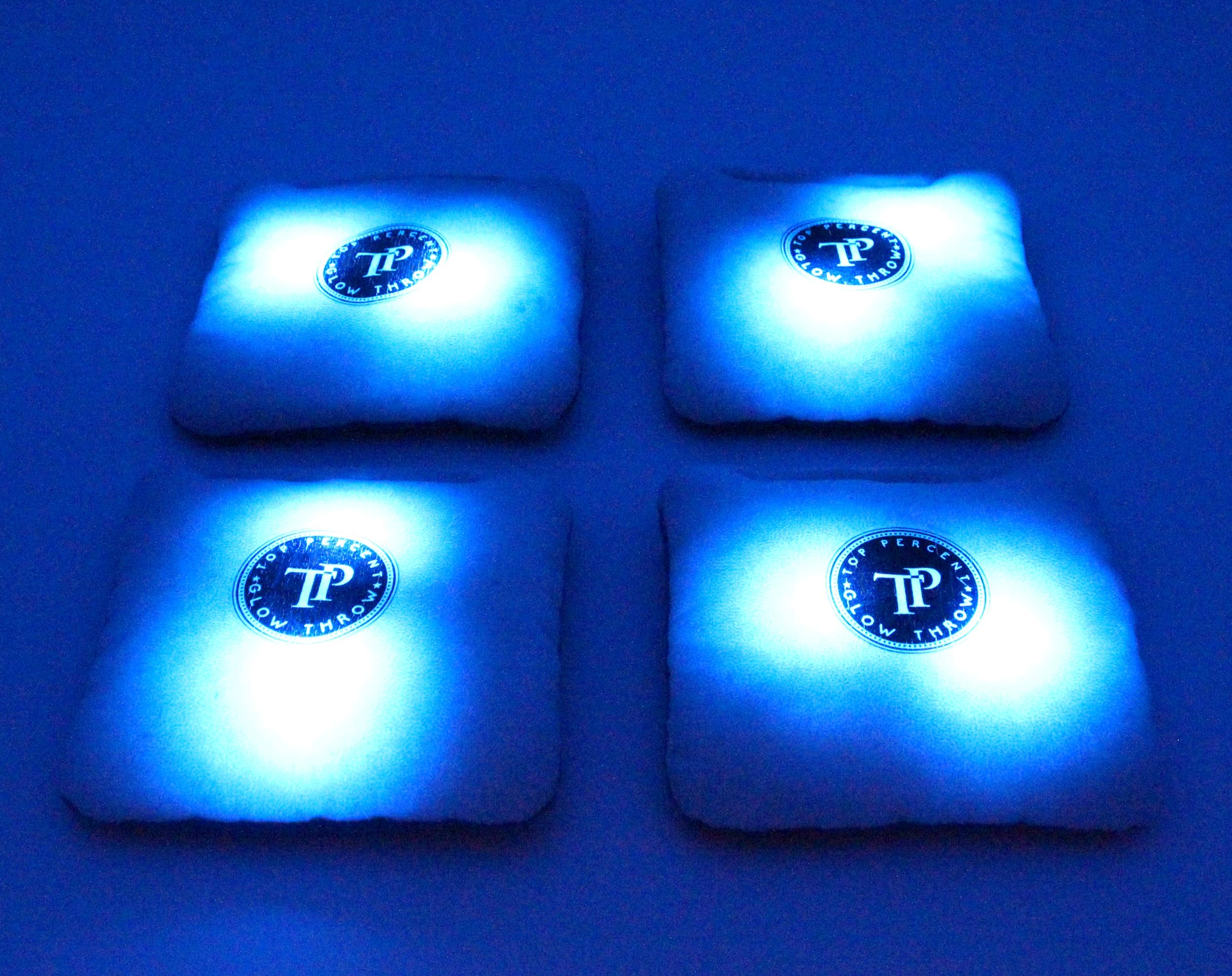 Glow Throw Light Up LED Cornhole Bags - Regulation Size & Weight for Competitive Play - Set of 4 Dual-Sided (Stick & Slick) Bean Bags - Perfect for Backyard Games, Family Gatherings & Outdoor Parties (Blue)