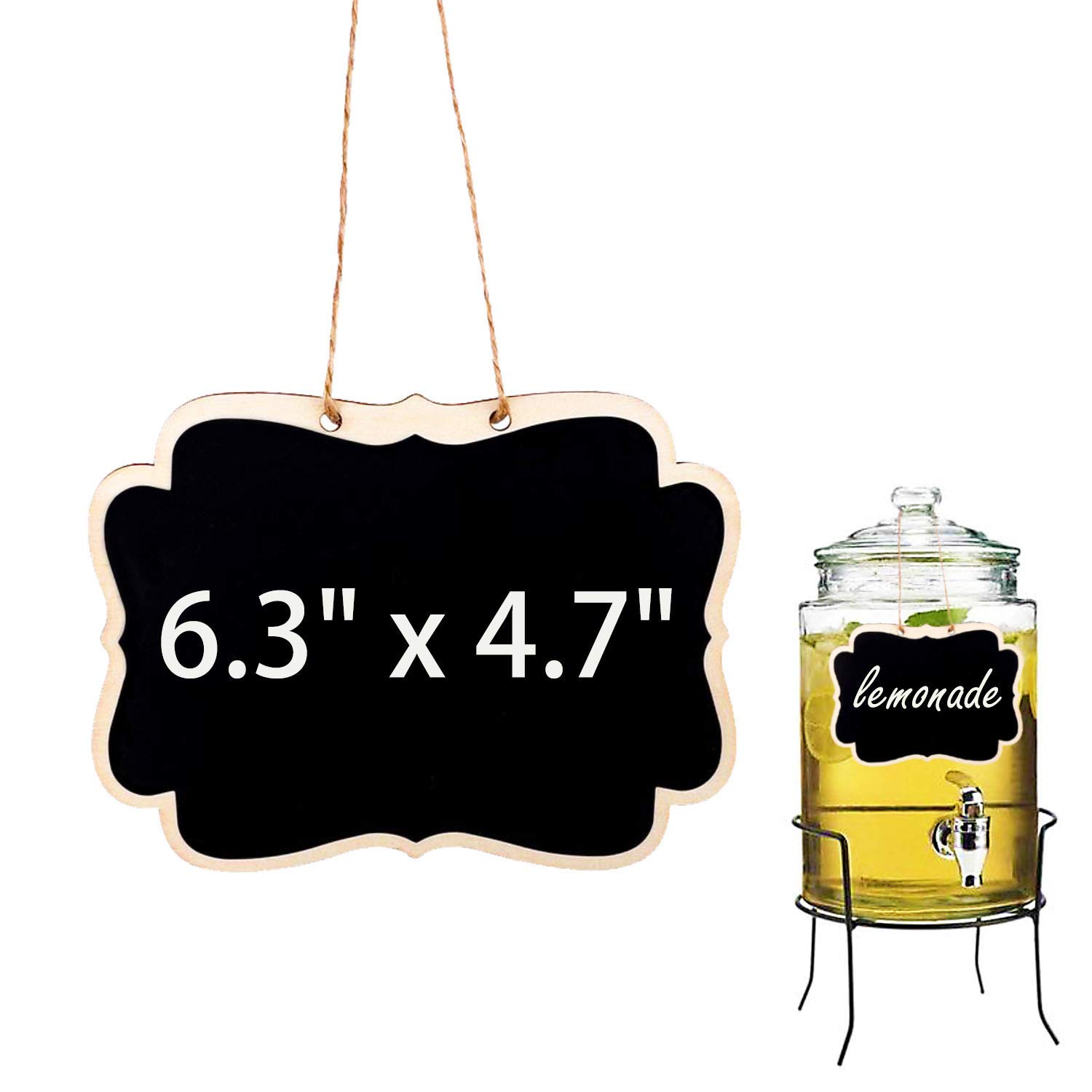 Double-Sided Wooden Chalkboard Signs 6.3''x4.7'' - Reusable Smooth Surface Small Chalk Boards for Food Pantry, Beverage Baskets, Coffee Shops & Restaurants (Black, Pack of 6) - Perfect for Menu Labels, Daily Specials & Retail Displays