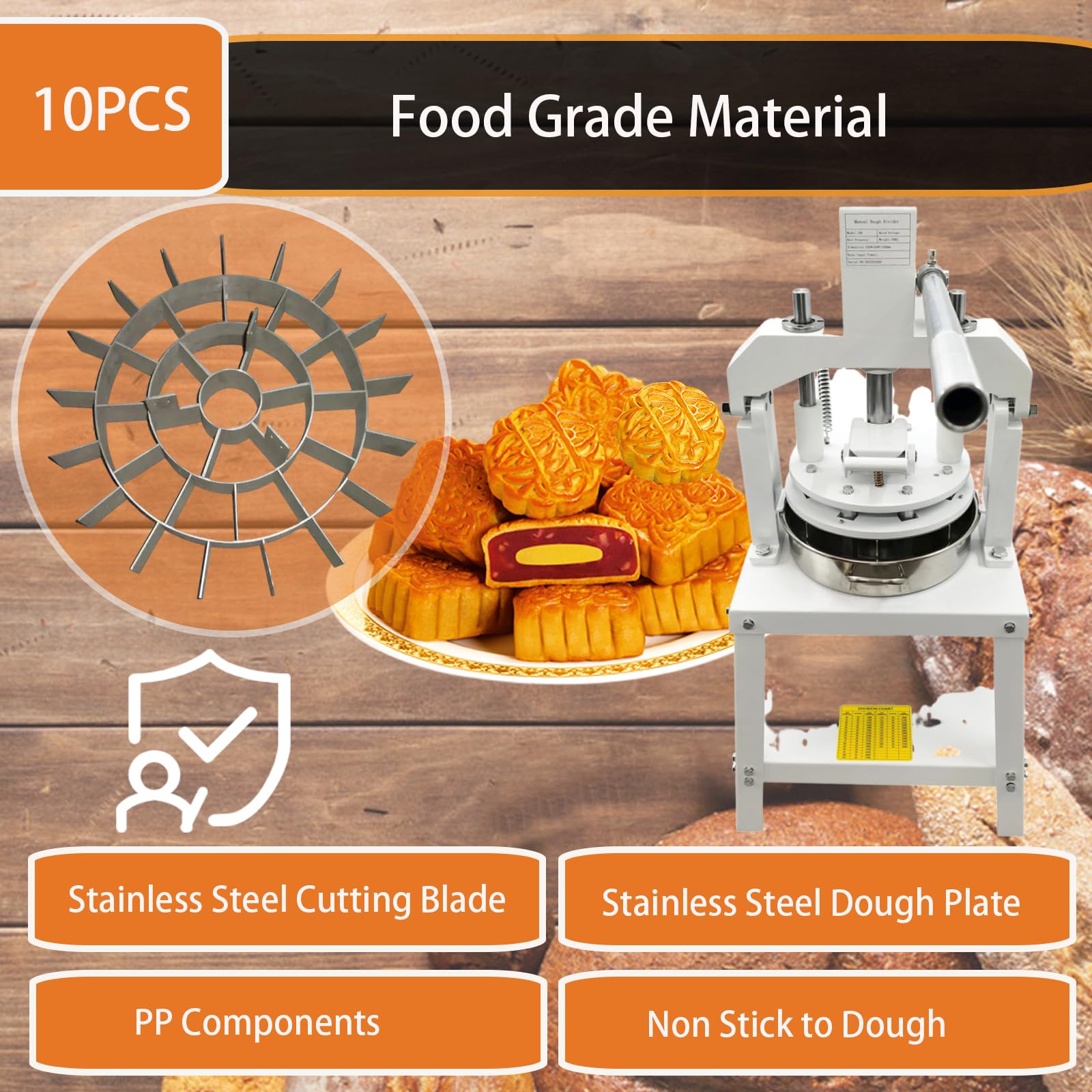 INTBUYING 10Pcs Stainless Steel Manual Dough Divider Cutter - Professional Bread Pastry Dough Cutting Machine for Bakery, 108-576g Capacity - Perfect for Making Dumplings, Buns, and Pastry Fillings