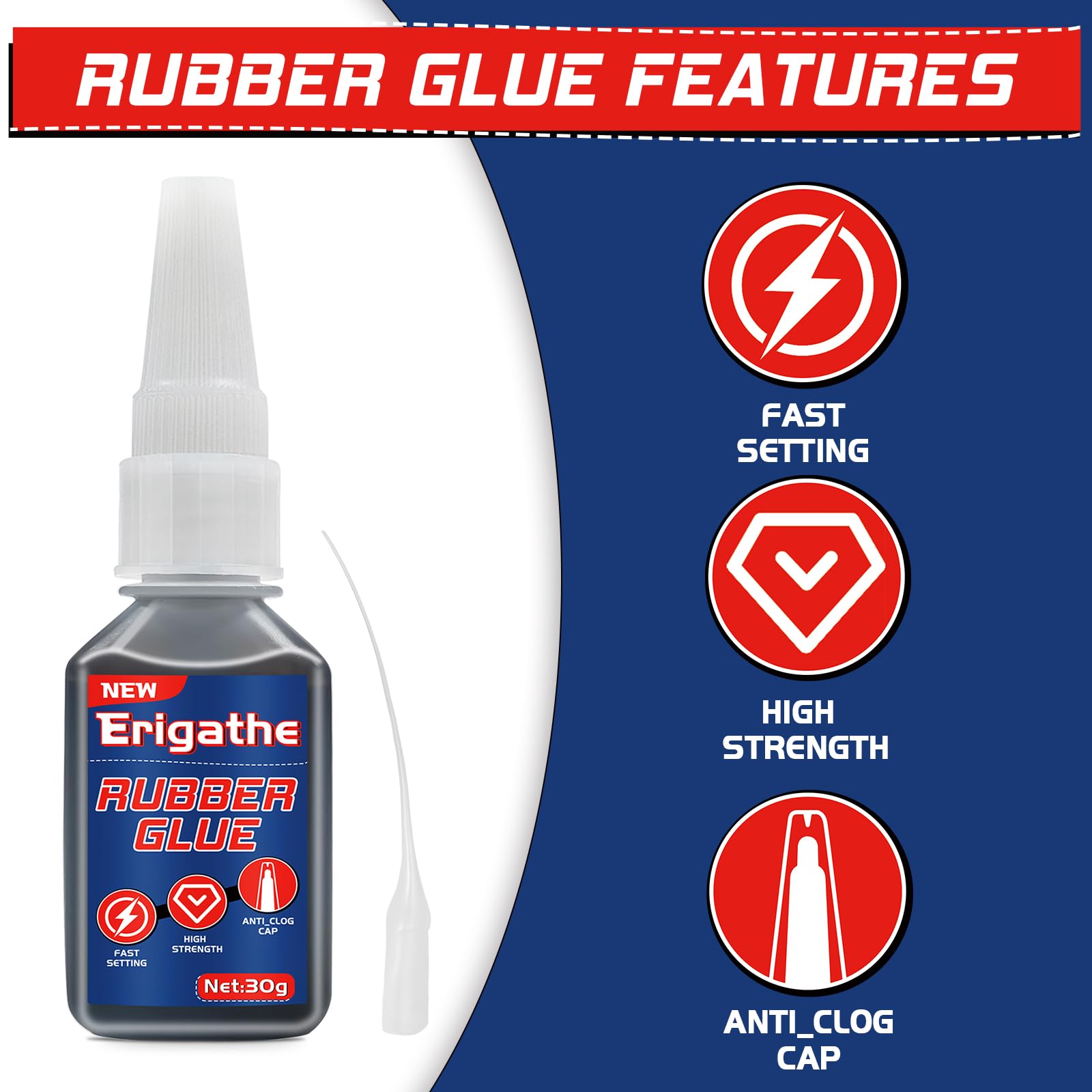30g Black Rubber Glue for Shoes, Metal, Plastic & DIY Projects - Waterproof, Heat-Resistant with Anti-Clog Cap | Perfect for Shoe Repairs, Crafting, and Household Fixes