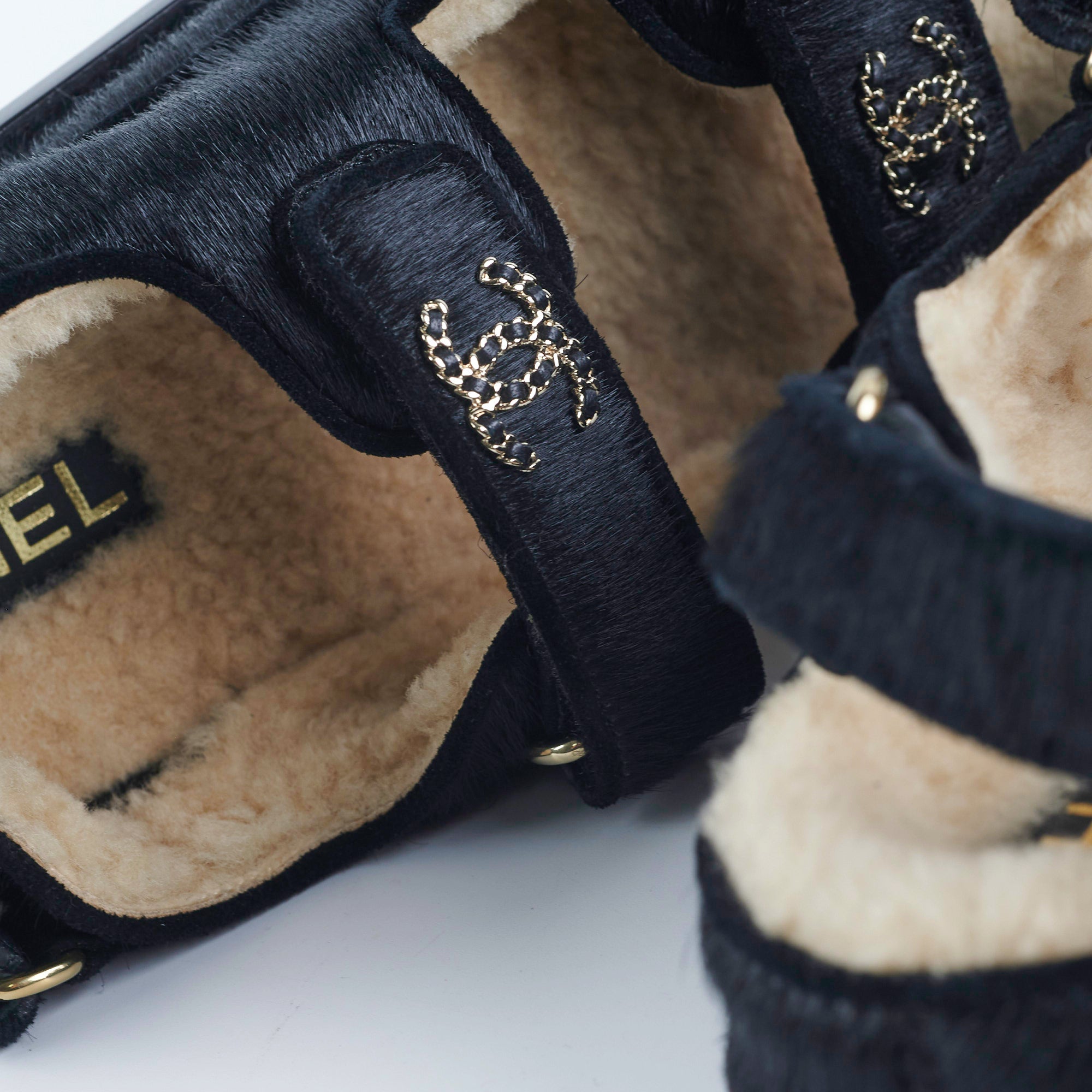 Chanel Black Calf Hair Sandals Size 36 - Luxury Women's Designer Shoes for Summer 2023 | Perfect for Weddings, Parties & Beach Vacations