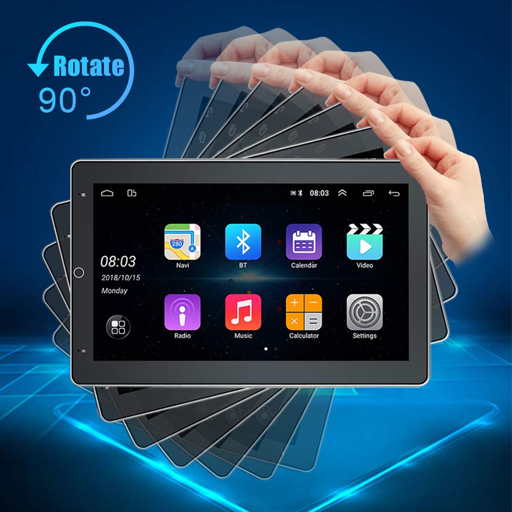 NHOPEEW 10 Inch Universal Double Din Android Car Stereo - HD Touchscreen with GPS Navigation, WiFi, Mirror Link, Backup Camera & Mic | Automatic Rotation for Easy Viewing | Perfect for Road Trips & Daily Commutes