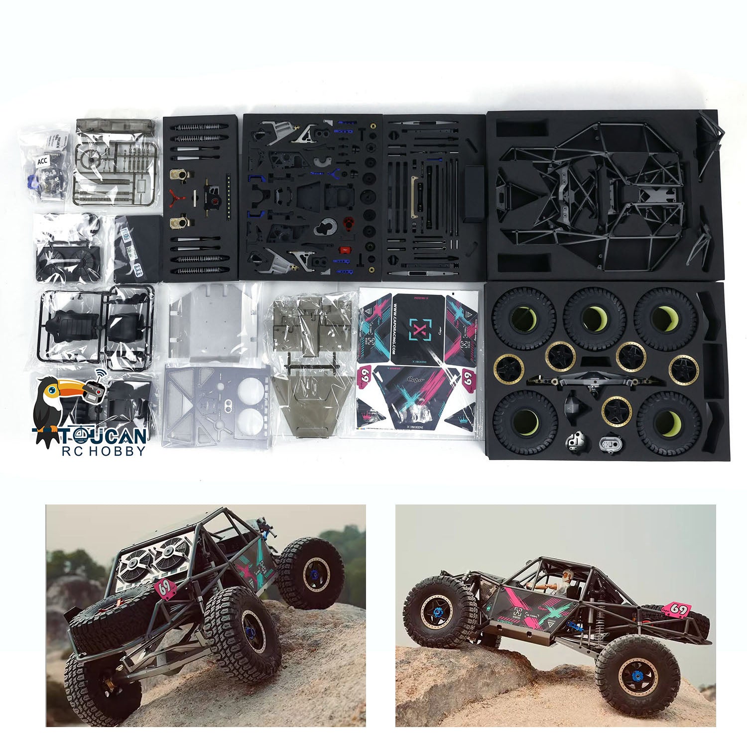 Capo U4 CD1582X 1:8 Scale Remote Control Crawler Car - Unassembled RC Rock Crawler Kit with 2-Speed Transmission for Off-Road Racing & Climbing | DIY Unpainted Model for Hobbyists & Collectors | Perfect for Trail Adventures & Backyard Obstacle Courses