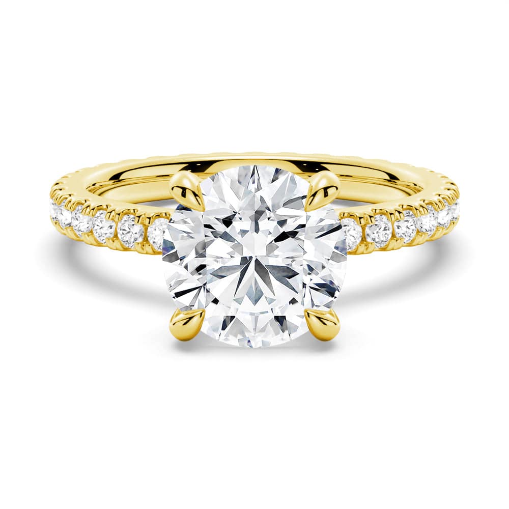 Round Moissanite Engagement Ring with Eternity Pave Band - Sparkling Wedding Jewelry for Proposals, Anniversaries & Special Occasions