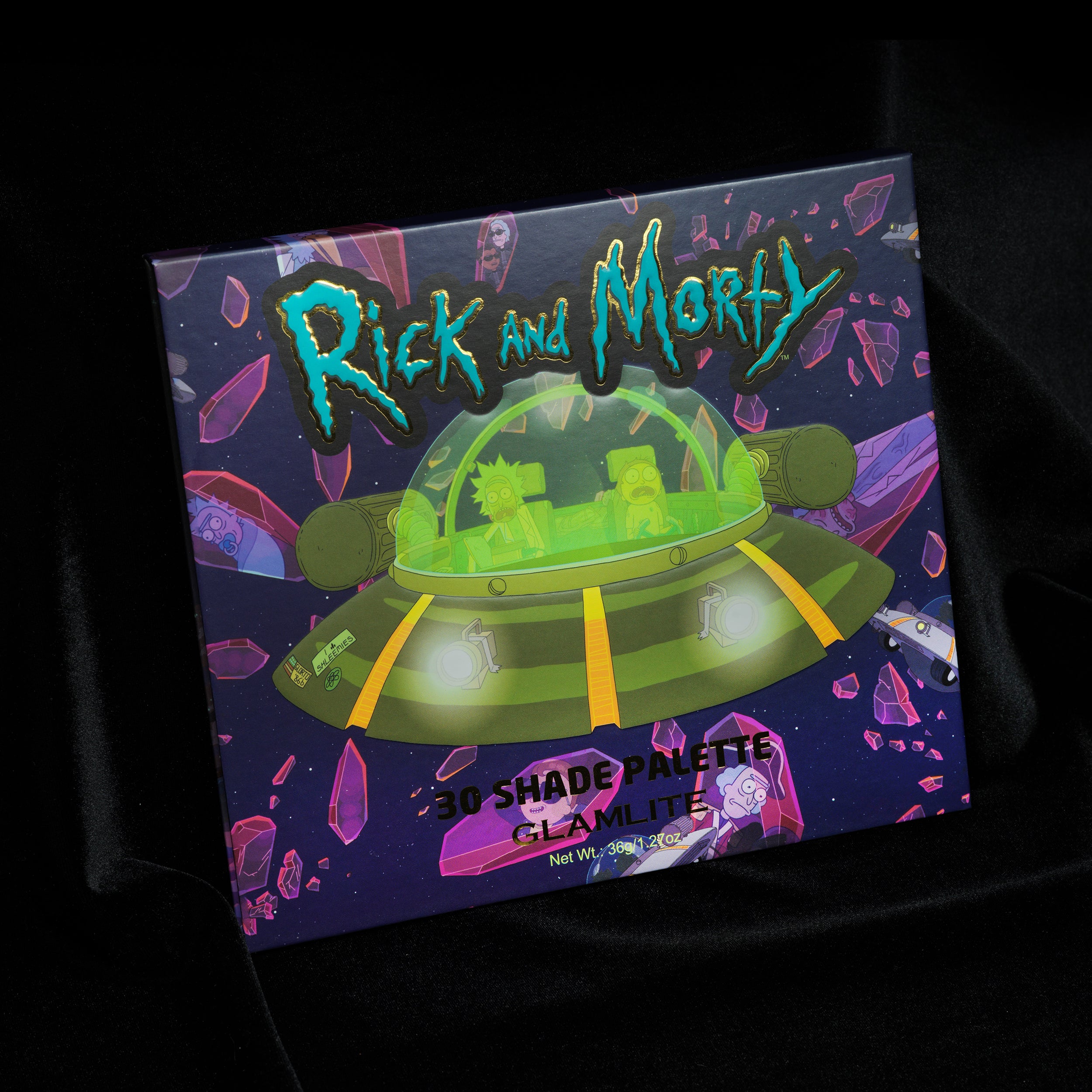 Rick and Morty x Glamlite 30 Shade Eyeshadow Palette | Vibrant Colors for Cosplay & Everyday Makeup | Perfect for Halloween & Comic Con