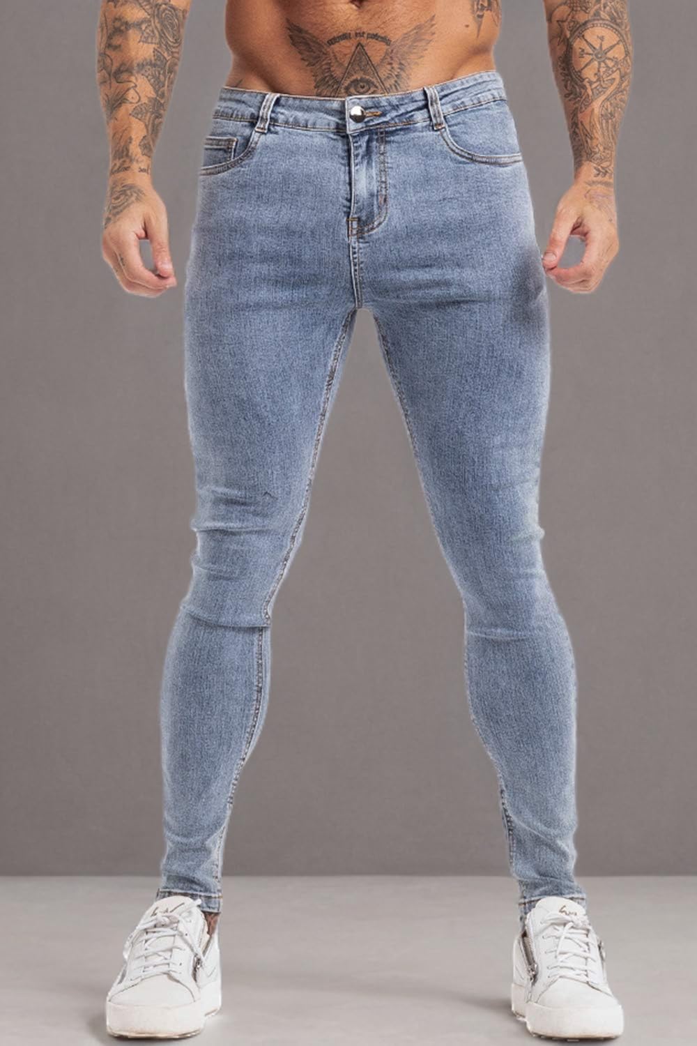 GINGTTO Men's Ripped Stretch Skinny Jeans - Slim Fit Tapered Denim Pants for Men | Casual Streetwear, Night Out, Date Night Outfits