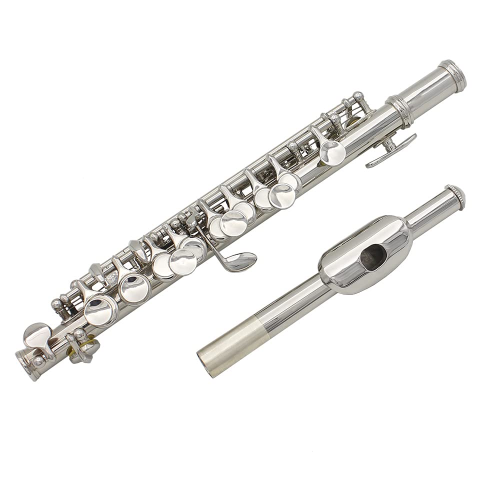 16 Hole C Piccolo Flute - Silver Plated Detachable Beginner Piccolo Set with Screwdriver, Cleaning Tools & Case | Perfect for Music Students, Band Practice & Solo Performances