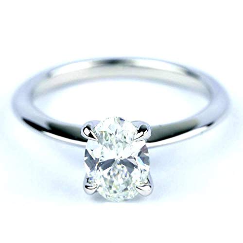 1.00 Carat Oval Solitaire Engagement Ring in 950 Platinum Plated Silver - Valentine's Day Gift for Her, Anniversary Proposal Jewelry - Perfect for Weddings, Proposals & Special Occasions