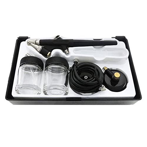 EXCLUZO Mini Single Air Brush Kit - 0.8mm Siphon Feed Paint Spray Gun with Hose & 2cc Fluid Cups - Professional Spray Tool for Body Painting, Makeup Art, Model Building, Manicure, Nail Art & Cake Decorating - Perfect for DIY Projects, Cosplay & Professional Beauty Applications