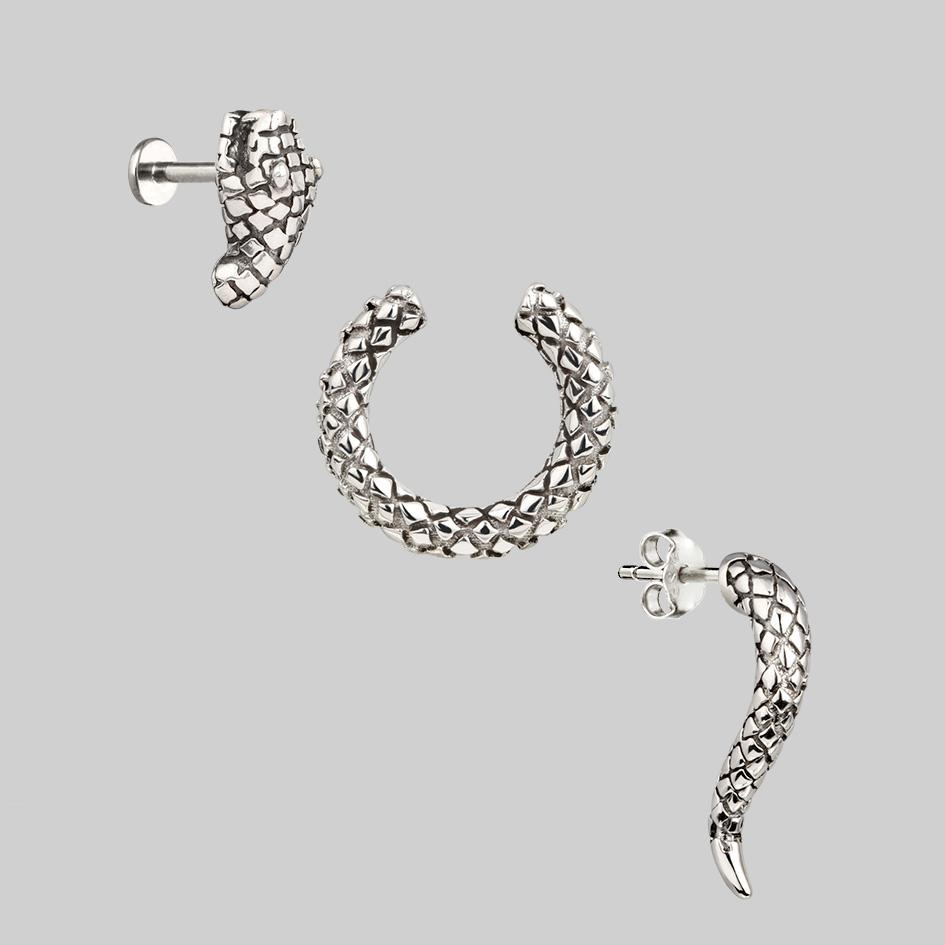 VEGA 3 Piece Snake Wrap Earring Set - Sterling Silver Boho Jewelry for Women - Perfect for Parties, Festivals & Everyday Wear
