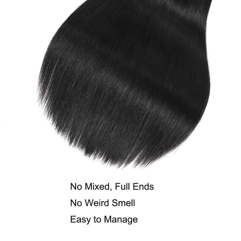Brazilian Straight 100% Human Hair Bundles 28 30 32 Inch - 3 Bundles Unprocessed Virgin Hair Weave 12A Grade Natural Black Hair Extensions for Women | Perfect for Daily Styling, Parties & Special Occasions