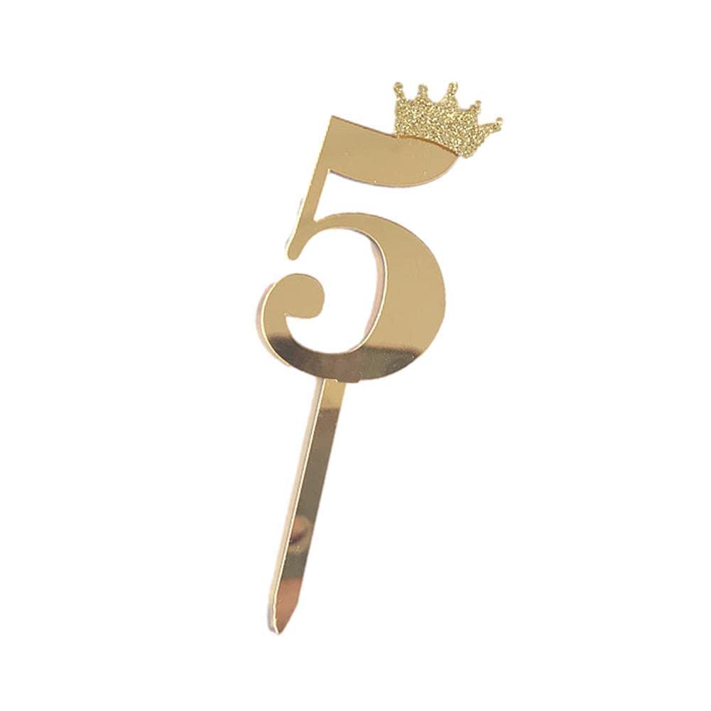 Gold Acrylic Number Cake Toppers 0-9 with Crown Design - Elegant Birthday Party Decorations for Cakes, Cupcakes & Desserts | Perfect for Weddings, Anniversaries & Special Celebrations