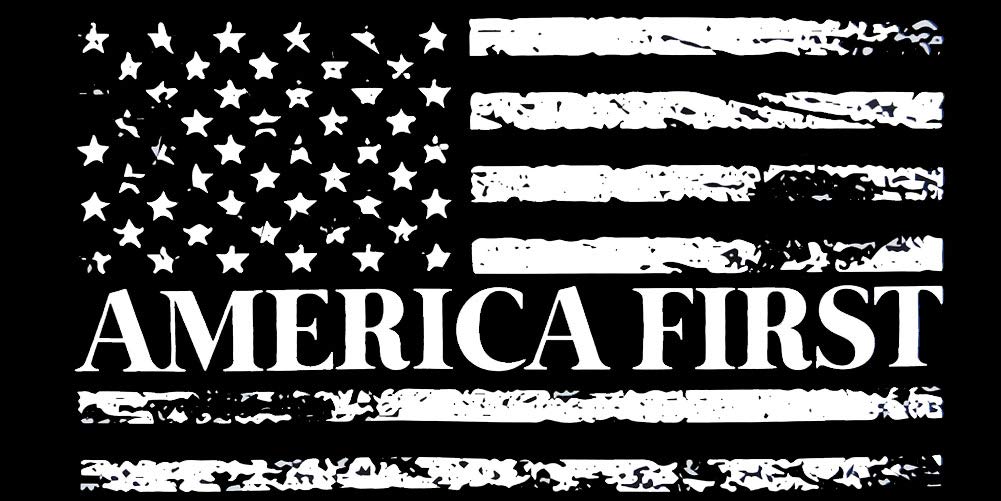 Wholesale Lot of 6 America First USA Flag Distressed Black White Vinyl Decal Bumper Stickers - Patriotic Car, Laptop & Window Decoration for Home, Office, Vehicles