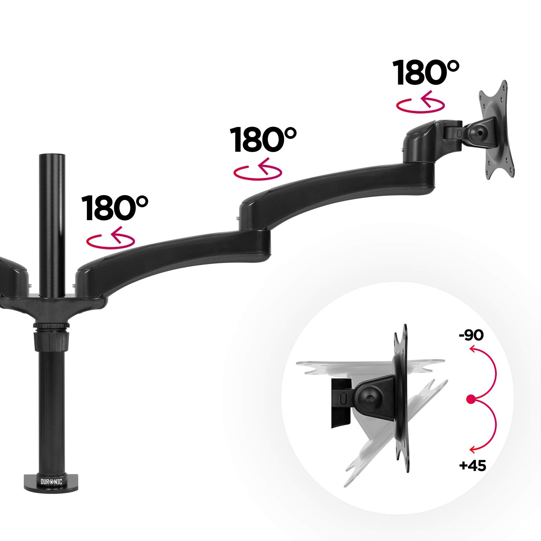 Duronic DM452 Dual Monitor Arm Stand - Heavy Duty Aluminum Desk Mount for 15-27