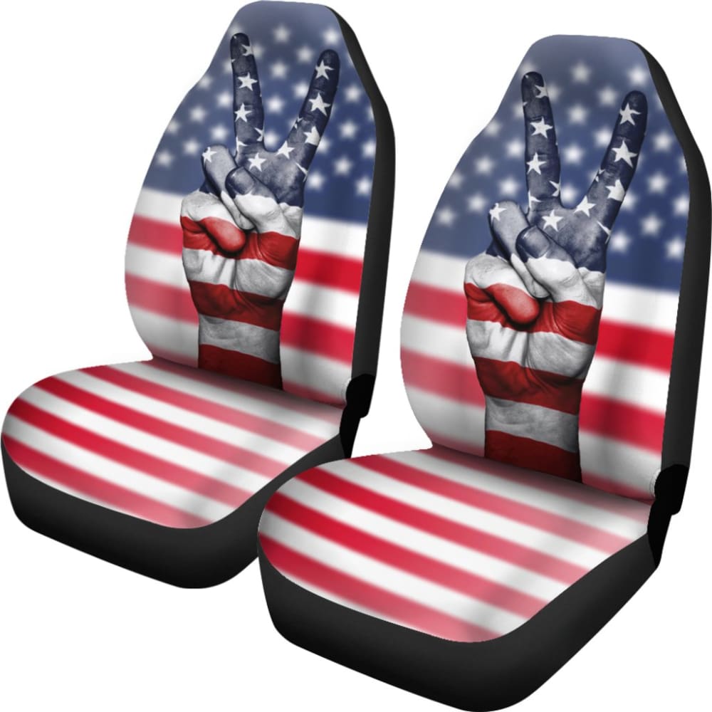 American Flag Peace Car Seat Covers 211802 - Durable Universal Fit for Cars, Trucks & SUVs - Patriotic Auto Accessories for Road Trips & Daily Commute